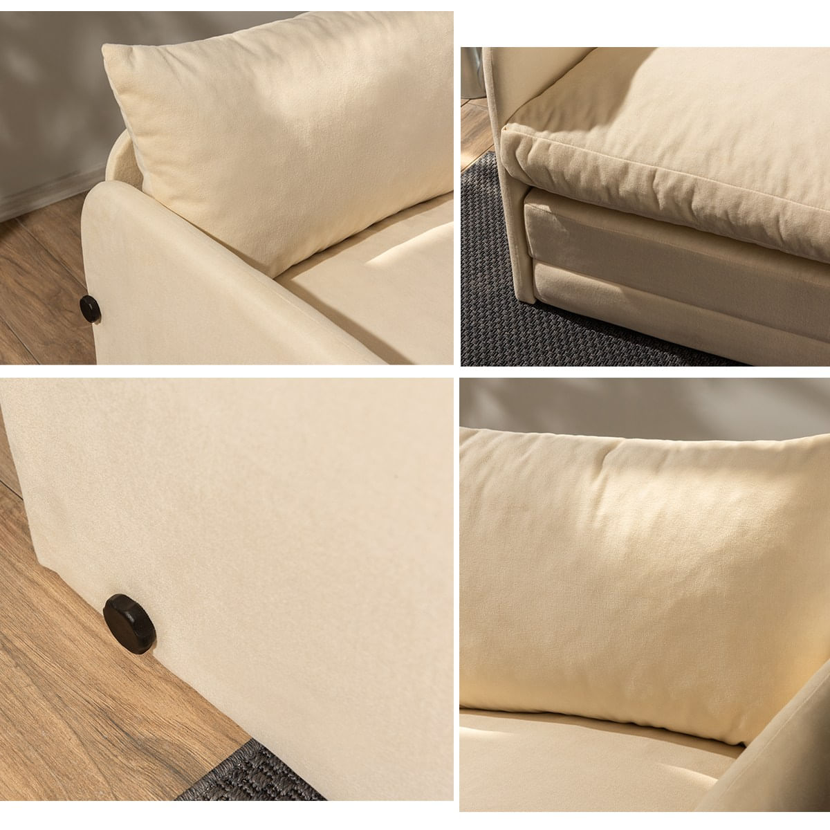 Canapea extensibila, Atelier Del Sofa, textil, crem, 200x140 cm — imaginea 4