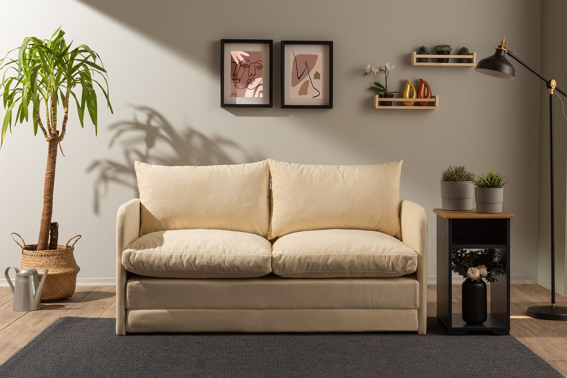 Canapea extensibila, Atelier Del Sofa, textil, crem, 200x140 cm — imaginea 6