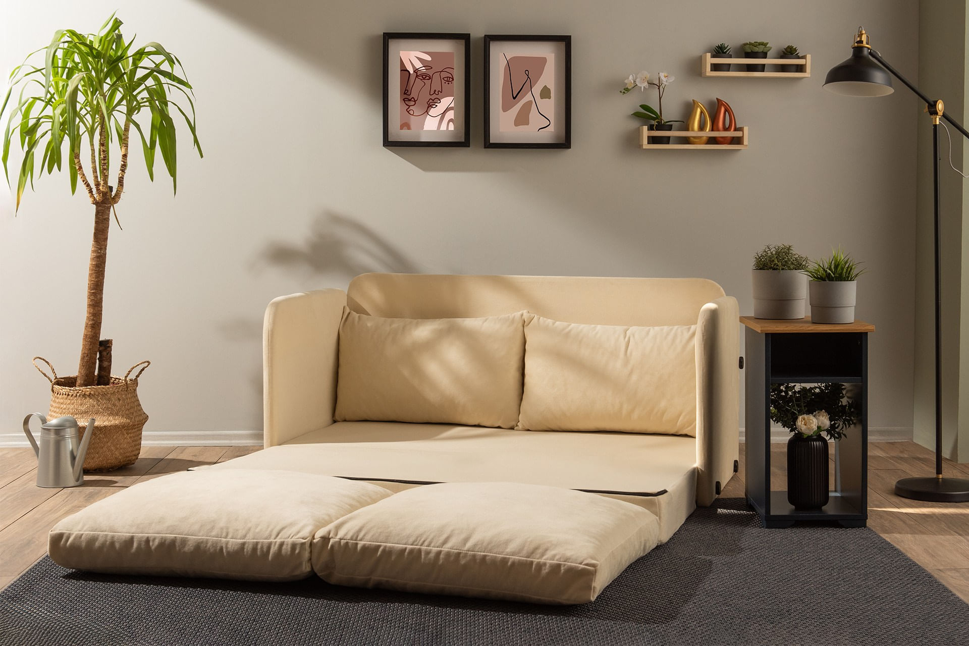 Canapea extensibila, Atelier Del Sofa, textil, crem, 200x140 cm — imaginea 7