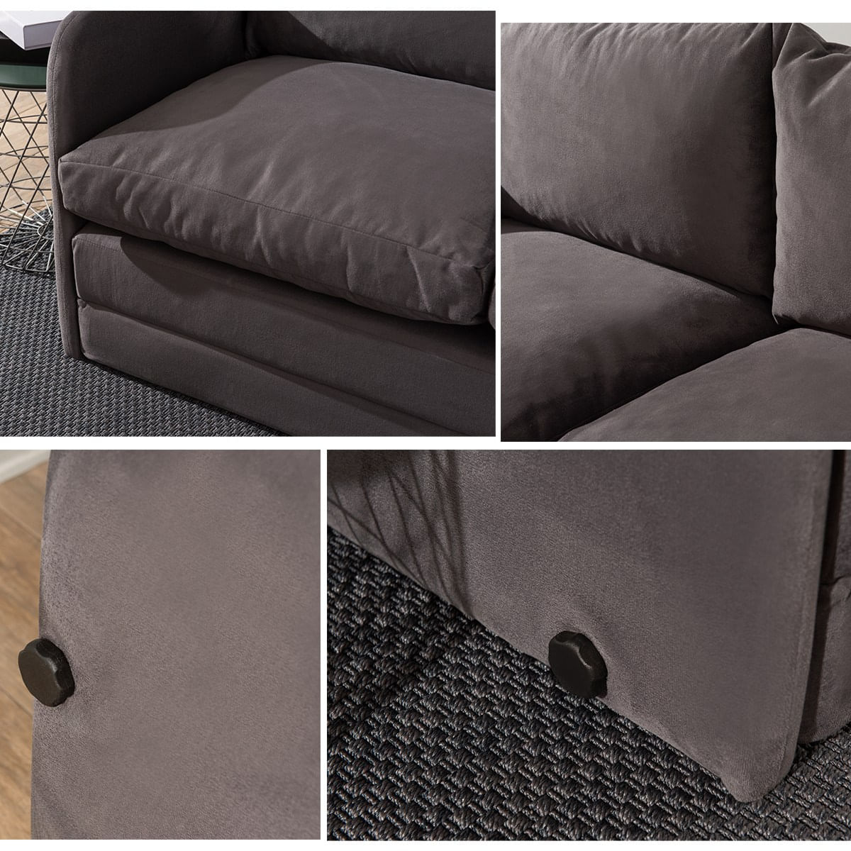 Canapea extensibila, Atelier Del Sofa, textil, gri, 148x70x66 cm — imaginea 4
