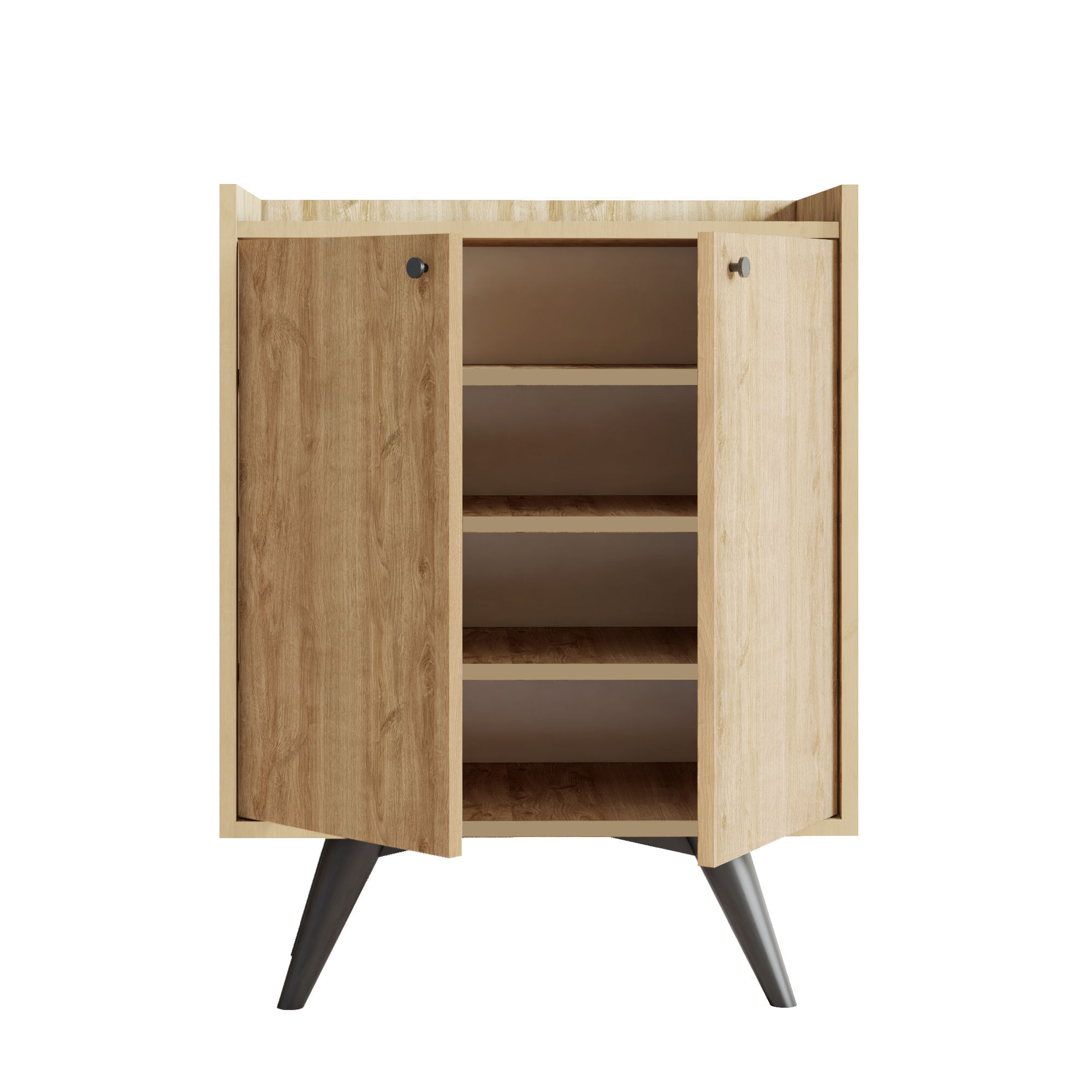 Dulap multifunctional, Hanah Home, pal melaminat, stejar si negru, 70x40x91.5 cm — imaginea 3