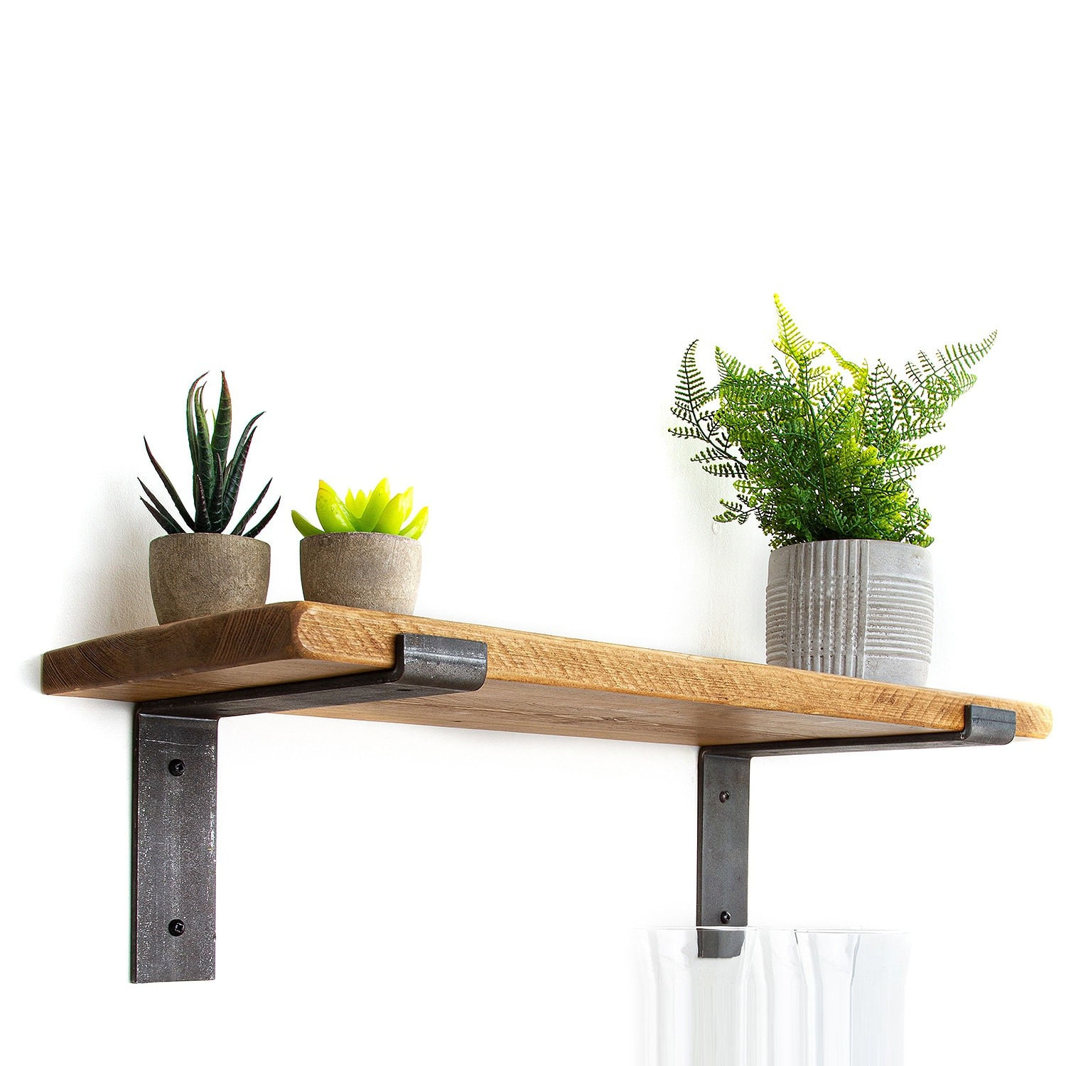 Raft de perete, Hanah Home, lemn molid, negru si nuc, 60x16x14 cm — imaginea 6