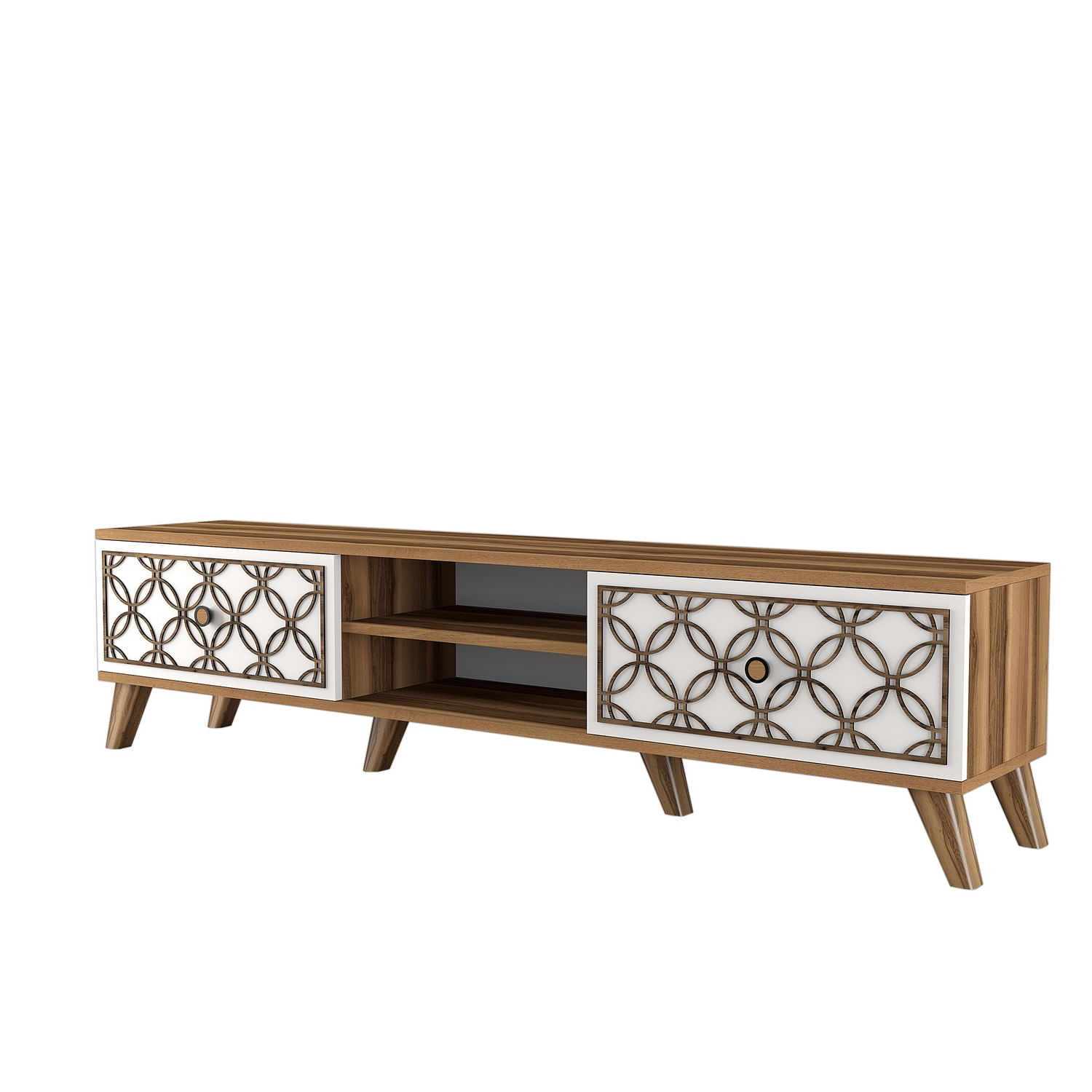 Comoda tv, Hanah Home, PAL melaminat, nuc si alb, 180x44x35 cm, 845HCT3005 — imaginea 5