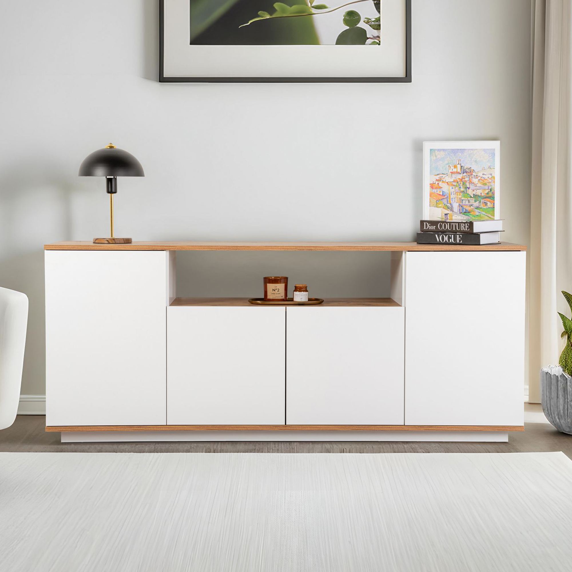 Consola, Hanah Home, pal melaminat, alb, pin atlantic, 180x44.5x75 cm — imaginea 4