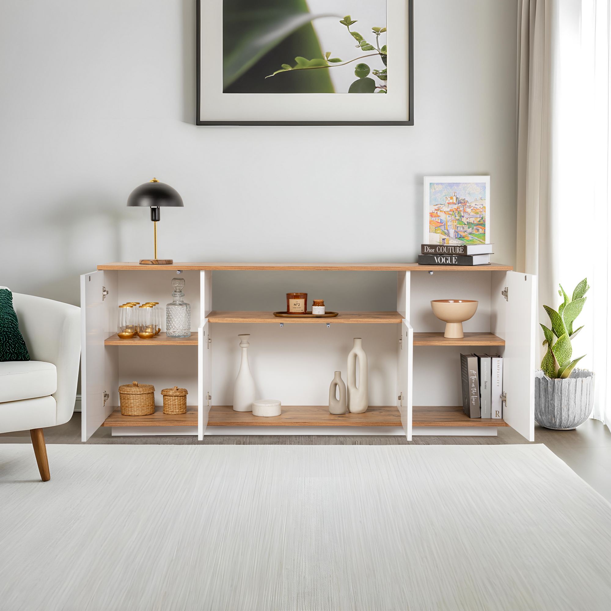 Consola, Hanah Home, pal melaminat, alb, pin atlantic, 180x44.5x75 cm — imaginea 7