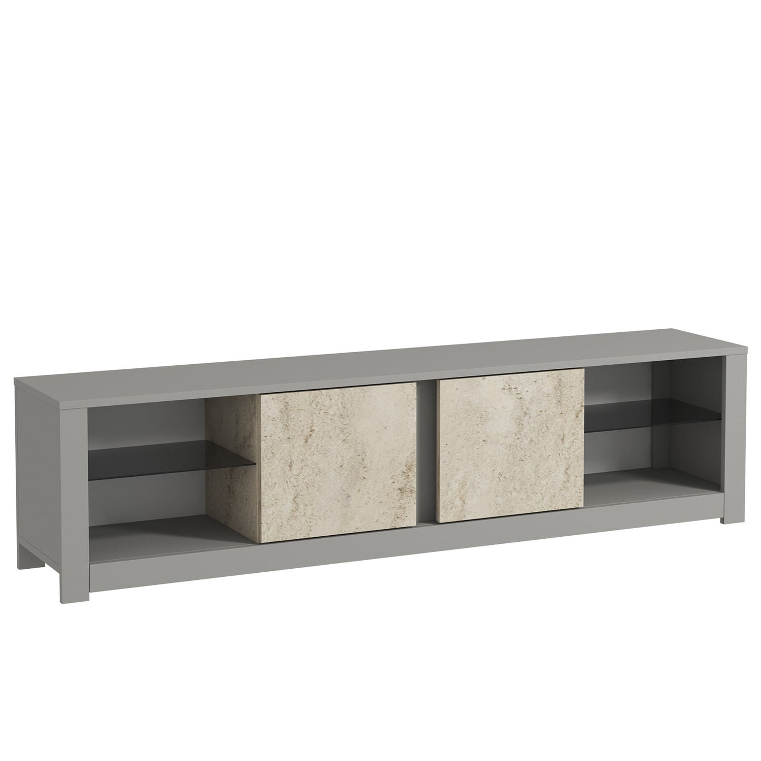 Comoda tv, Hanah Home, pal melaminat, gri si travertin, 180x45x35 cm — imaginea 2