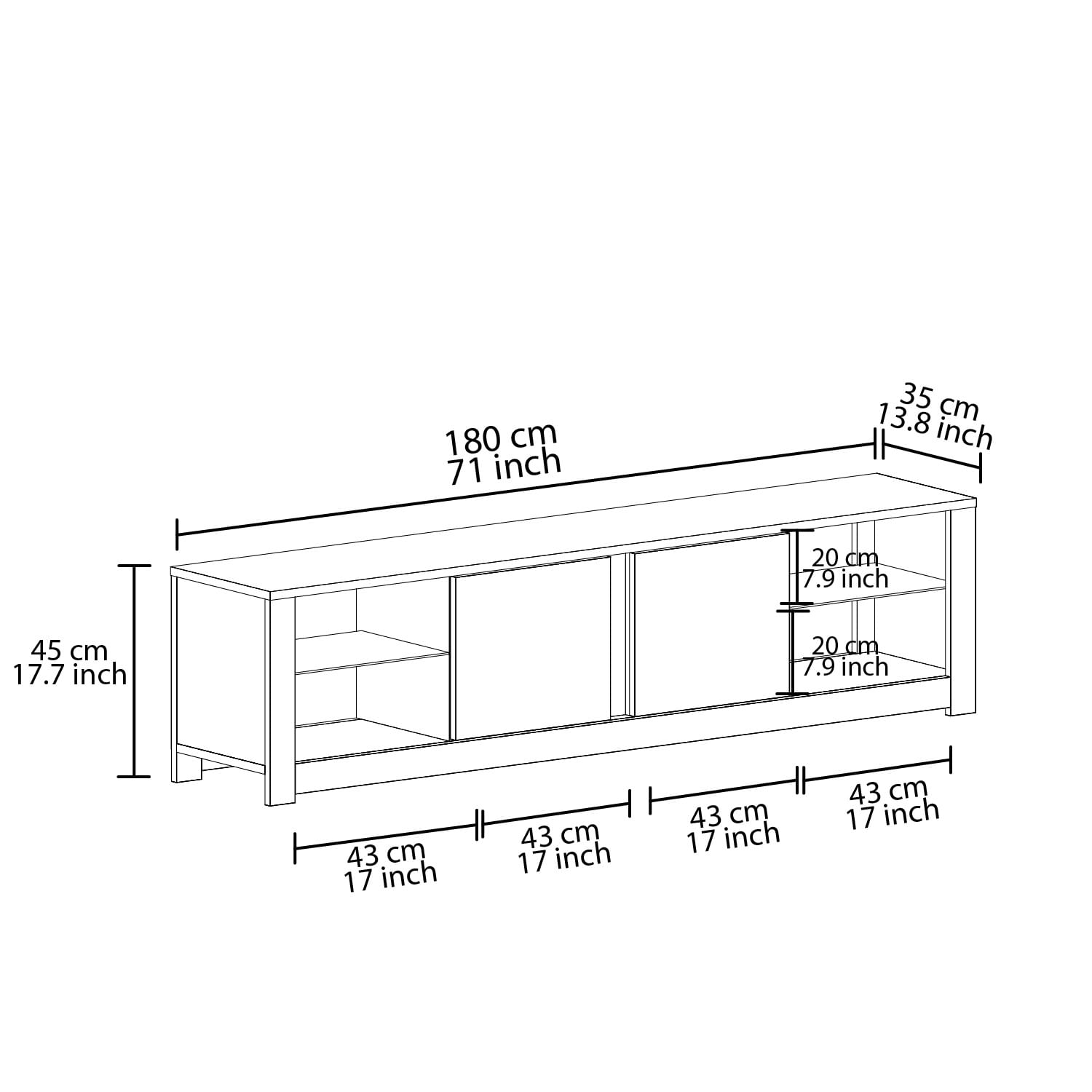 Comoda tv, Hanah Home, pal melaminat, gri si travertin, 180x45x35 cm — imaginea 4