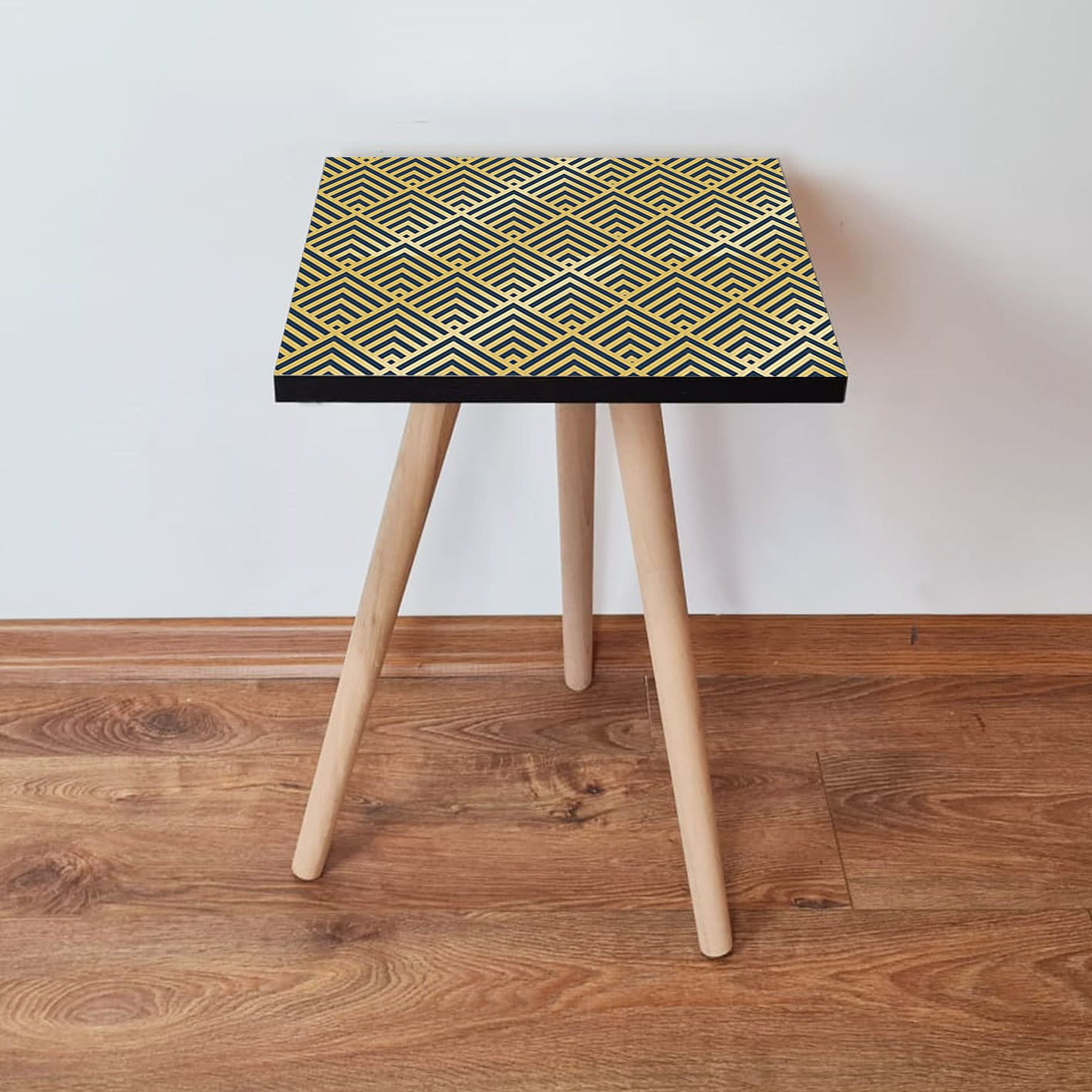 Masuta de cafea, Hanah Home, mdf, auriu si albastru marin, 35x35x42 cm