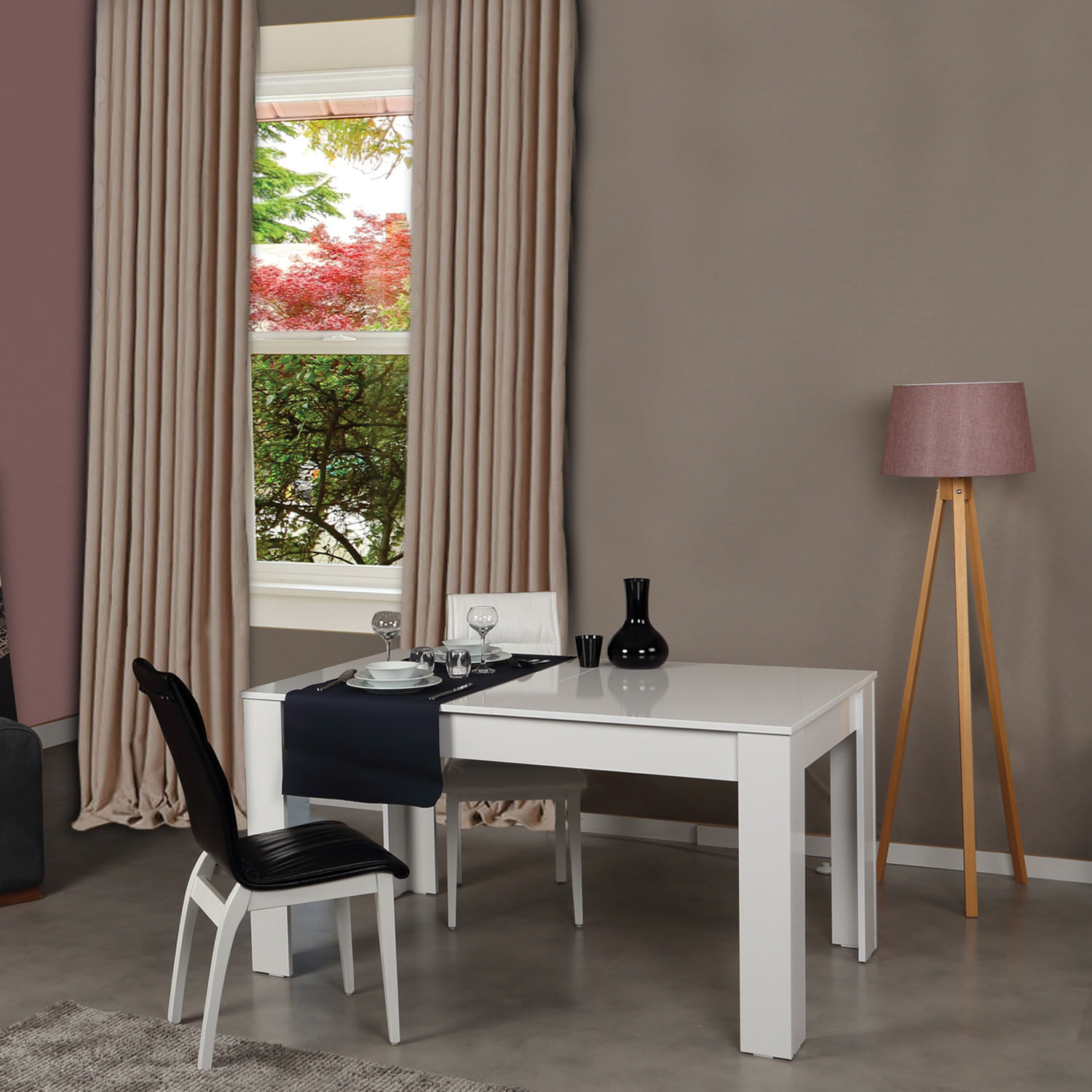 Masa extensibila, Hanah Home, panou aglomerat melaminat, alb, 78x150x90 cm — imaginea 3