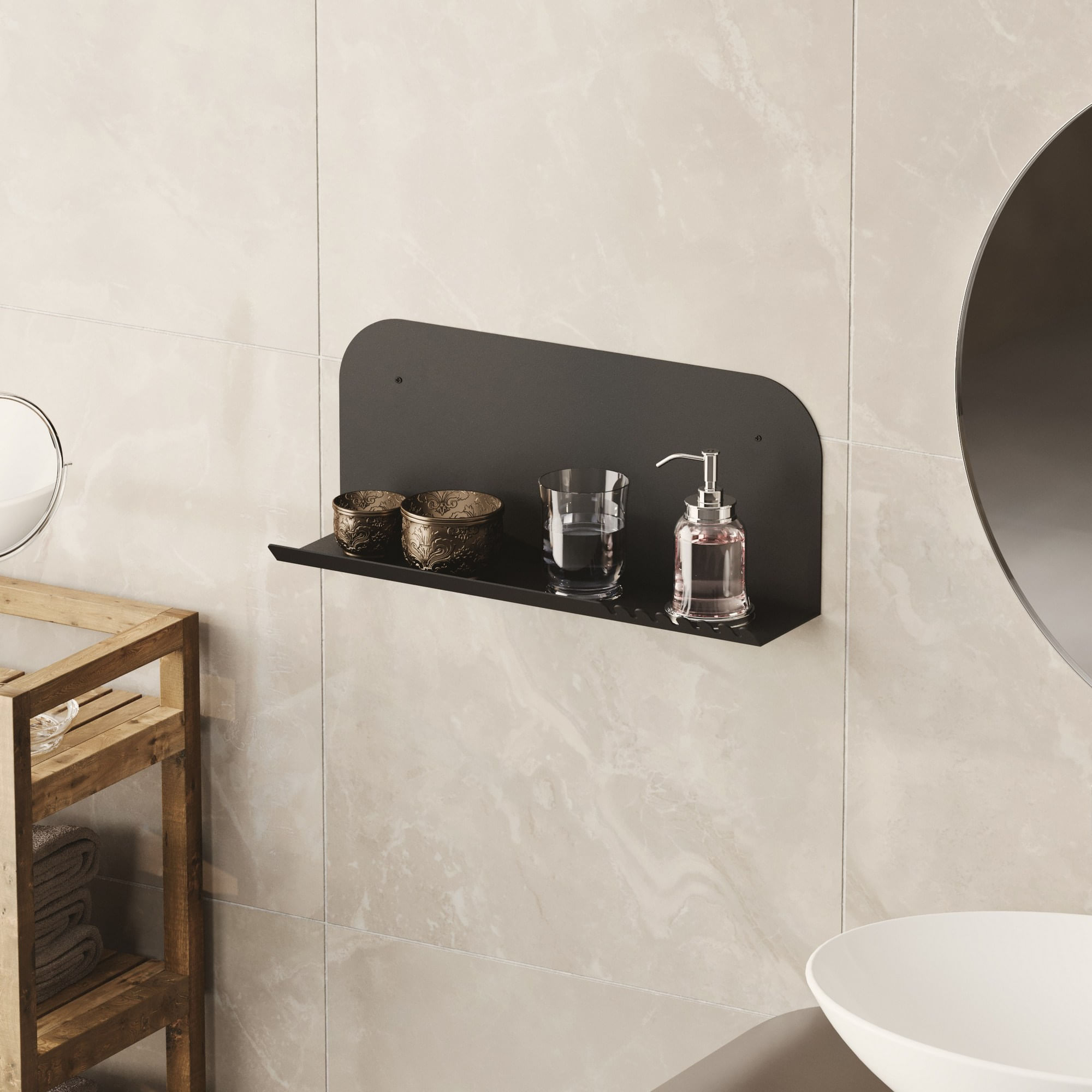 Raft de perete, Hanah Home, metal, negru, 55x23x12 cm — imaginea 7
