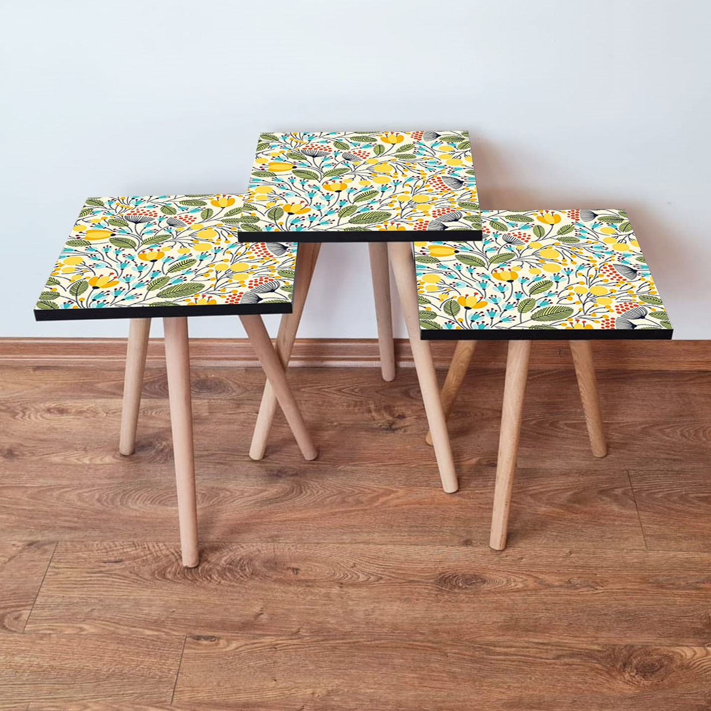 Set masute de cafea, Hanah Home, mdf, multicolor, 3 piese, 35x35x52 cm, 481LNA2822