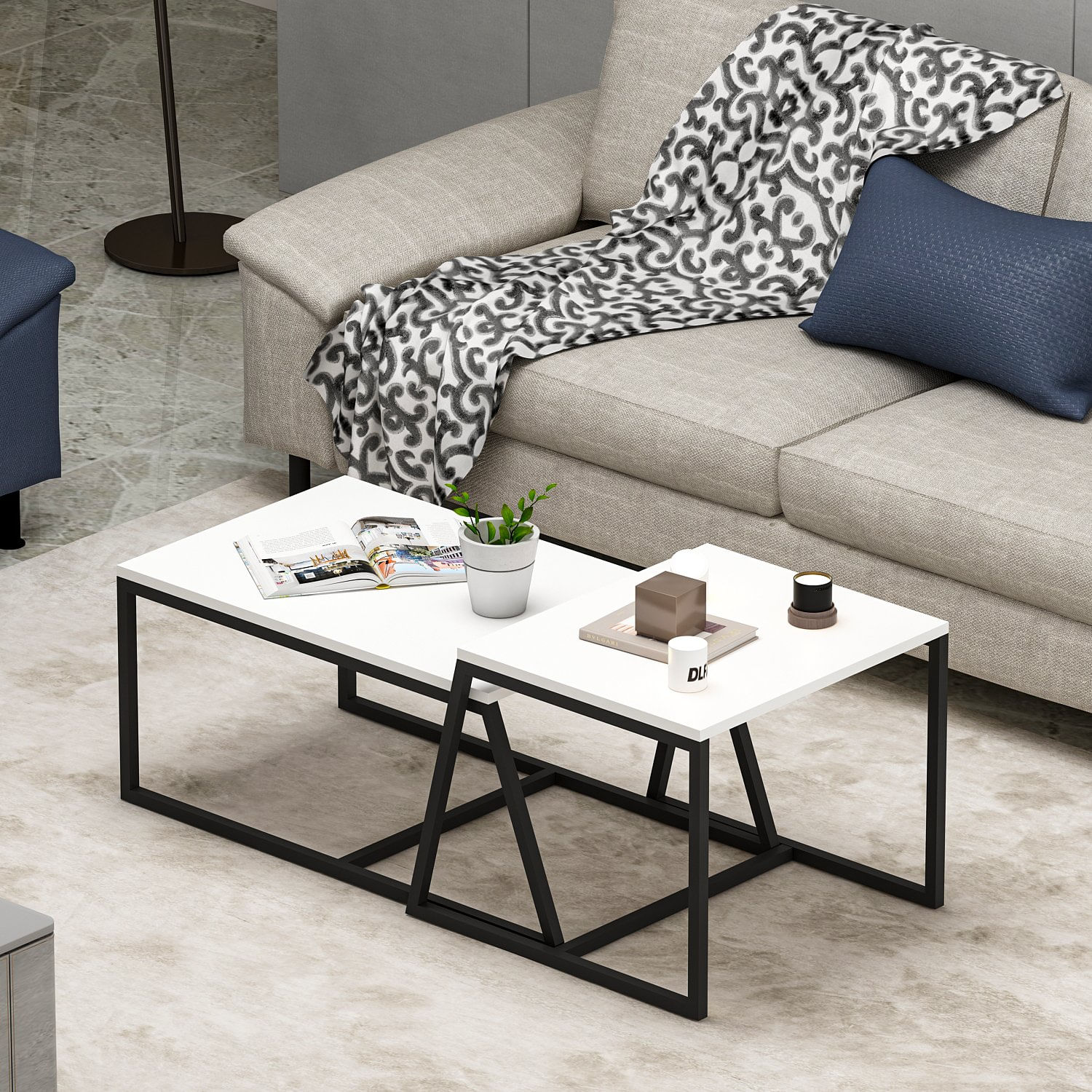 Masuta de cafea, Hanah Home, pal melaminat, alb, 75x38x50 cm — imaginea 3