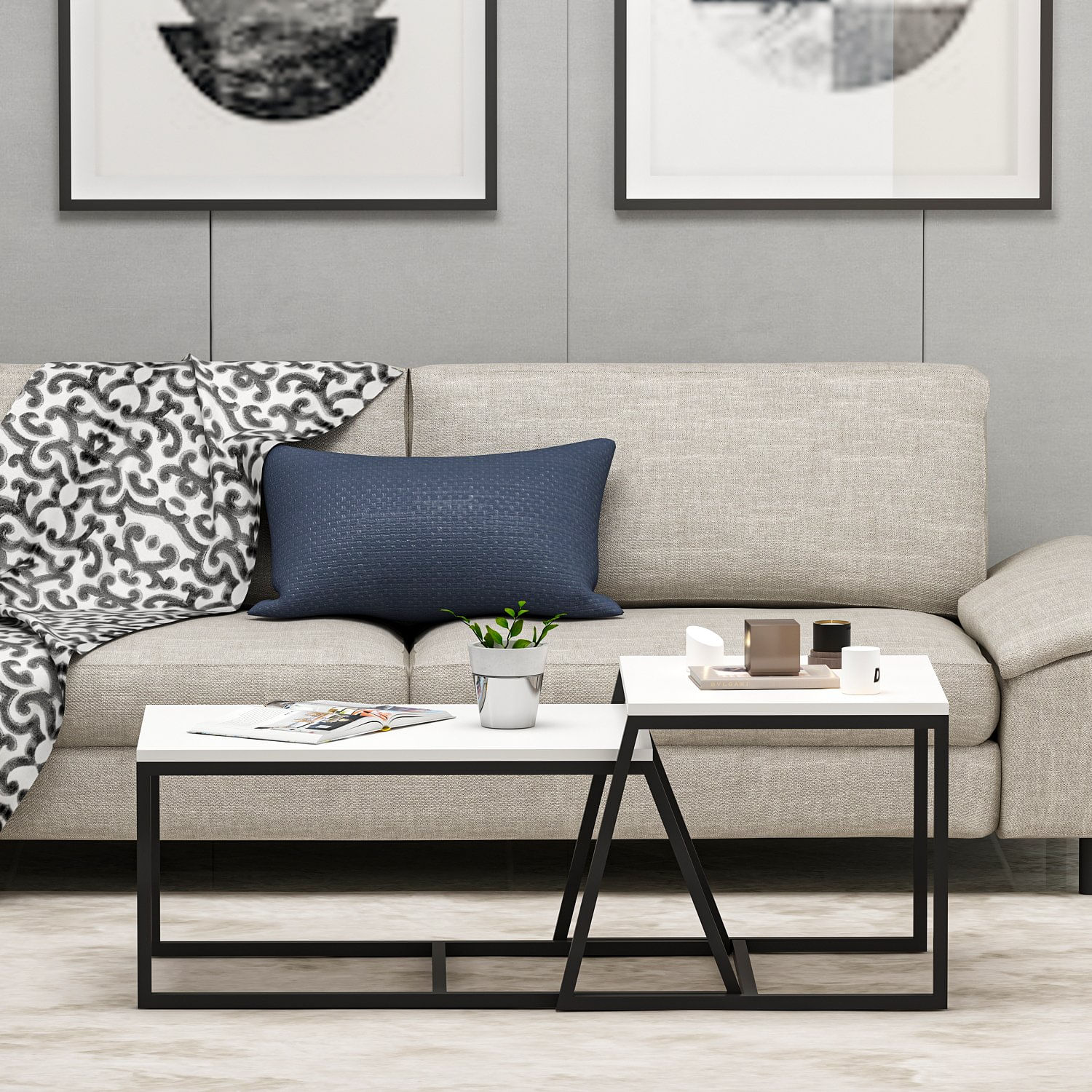Masuta de cafea, Hanah Home, pal melaminat, alb, 75x38x50 cm — imaginea 11