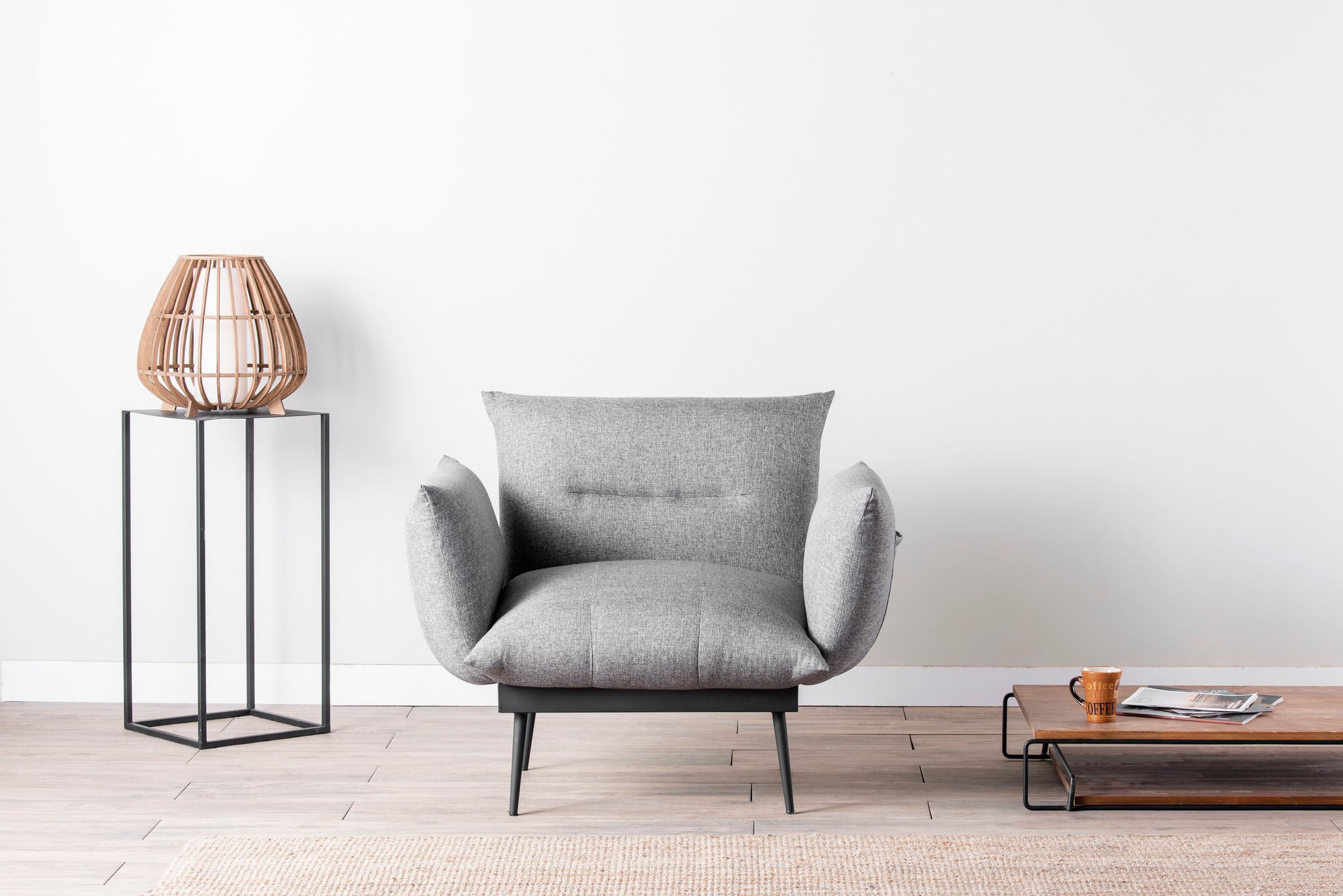Fotoliu, Hanah Home, stofa in, gri, 90x95x80 cm — imaginea 3