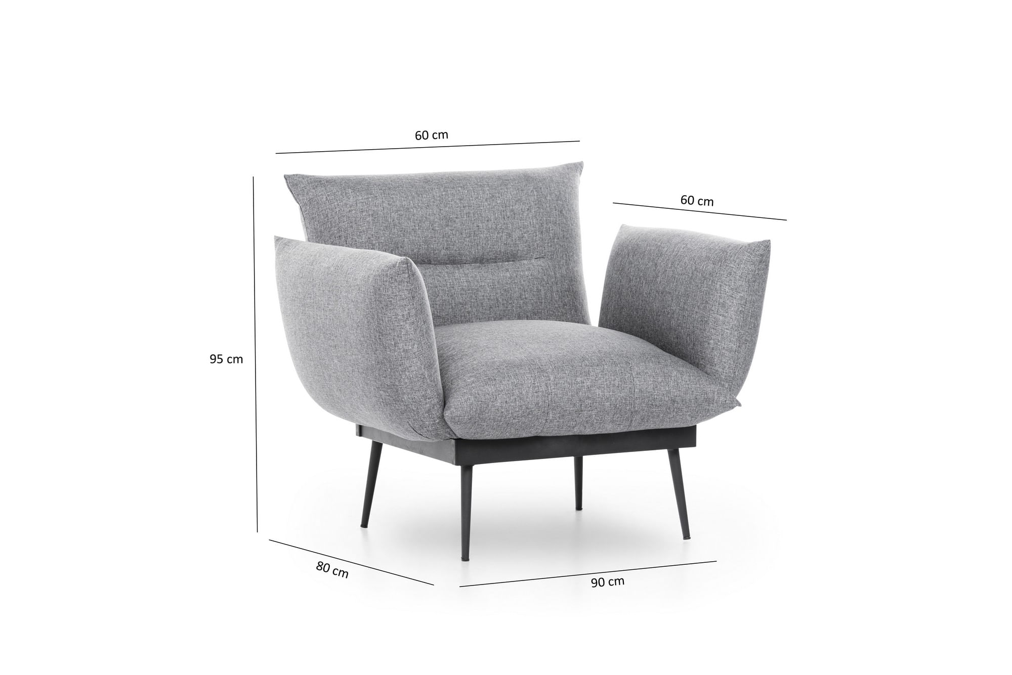 Fotoliu, Hanah Home, stofa in, gri, 90x95x80 cm — imaginea 4