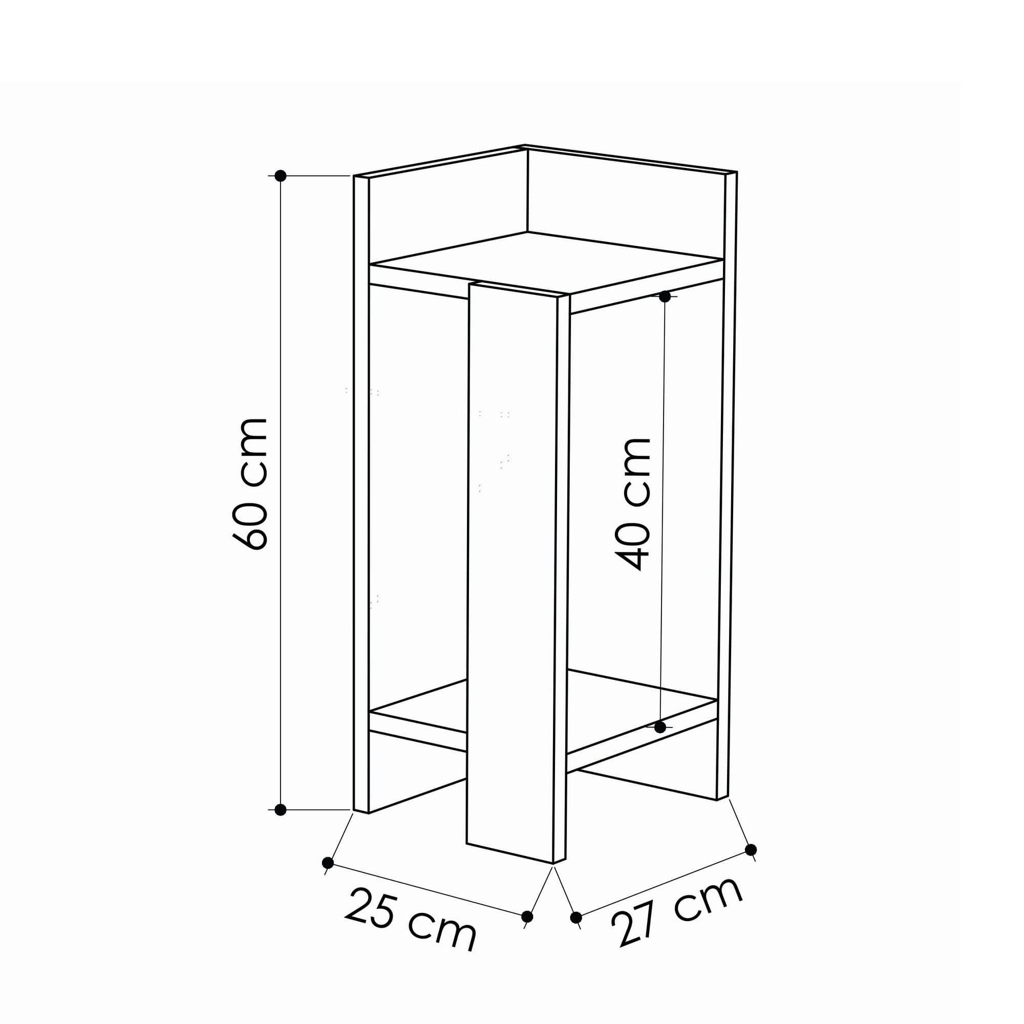 Noptiera, Hanah Home, pal melaminat, stejar si antracit, 25x27x60 cm, 855DTE3511 — imaginea 2