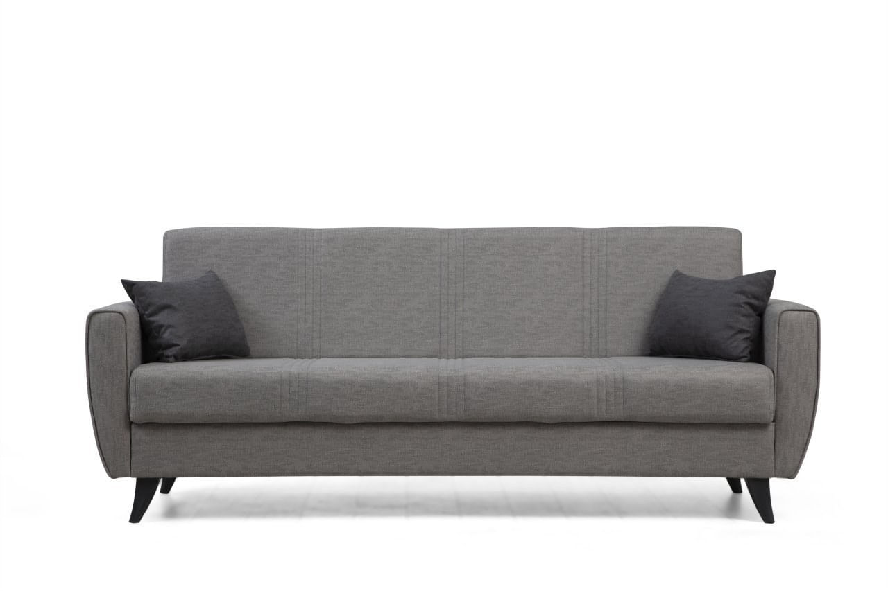 Canapea extensibila 3 locuri, Atelier Del Sofa, cadru metal lemn, gri deschis, 207x86x77 cm — imaginea 2