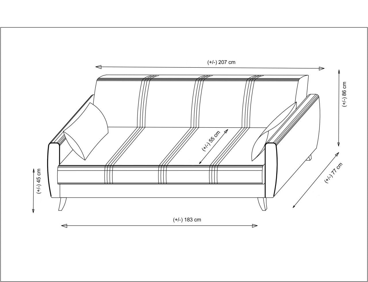Canapea extensibila 3 locuri, Atelier Del Sofa, cadru metal lemn, gri deschis, 207x86x77 cm — imaginea 4