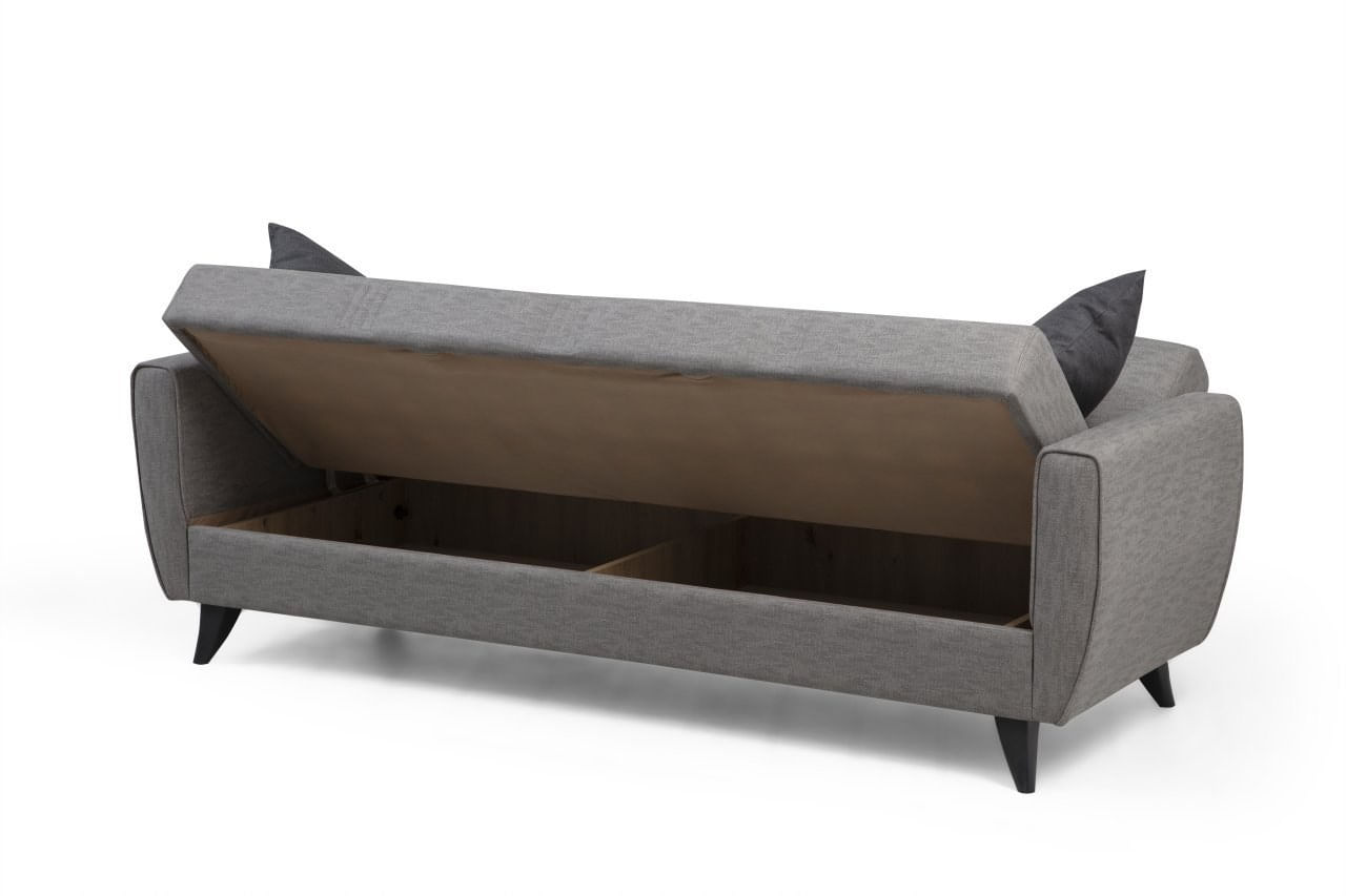 Canapea extensibila 3 locuri, Atelier Del Sofa, cadru metal lemn, gri deschis, 207x86x77 cm — imaginea 6