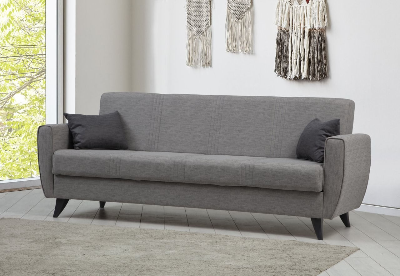 Canapea extensibila 3 locuri, Atelier Del Sofa, cadru metal lemn, gri deschis, 207x86x77 cm — imaginea 7