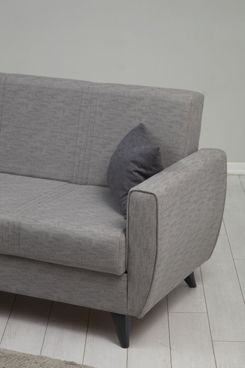 Canapea extensibila 3 locuri, Atelier Del Sofa, cadru metal lemn, gri deschis, 207x86x77 cm — imaginea 8