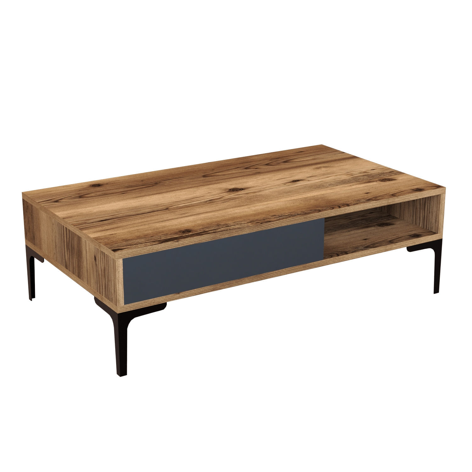 Masa de cafea, Hanah Home, panou de particule melaminat, nuc si antracit, 105x60x32.6 cm — imaginea 4