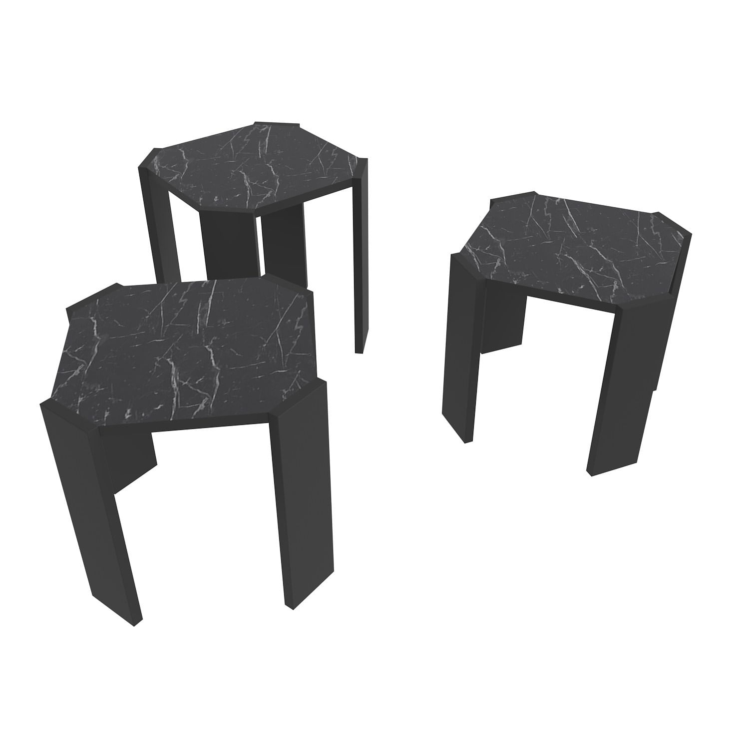 Masuta de cafea, Hanah Home, pal melaminat, negru marmura, 44.5x44.5x41 cm — imaginea 4