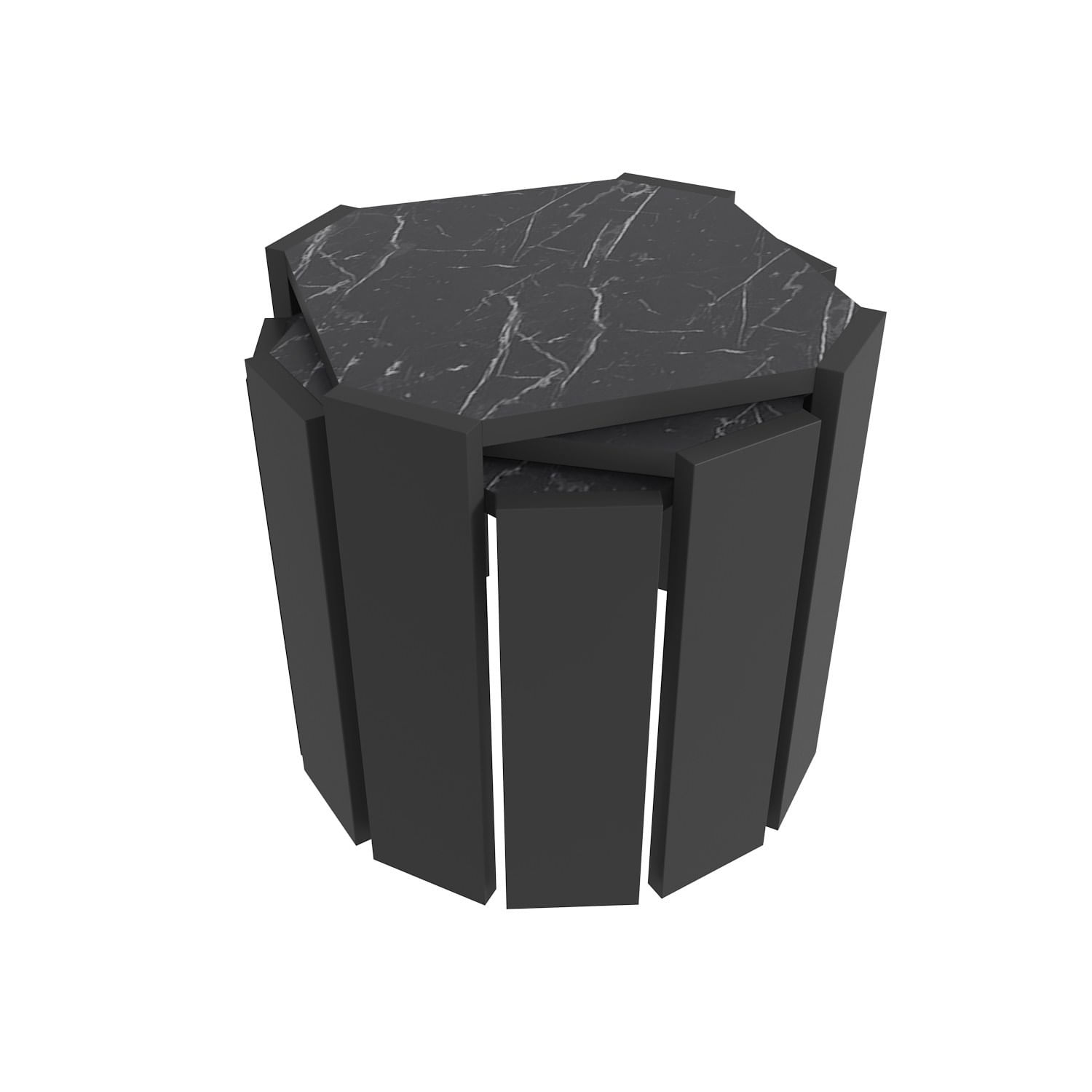 Masuta de cafea, Hanah Home, pal melaminat, negru marmura, 44.5x44.5x41 cm — imaginea 7