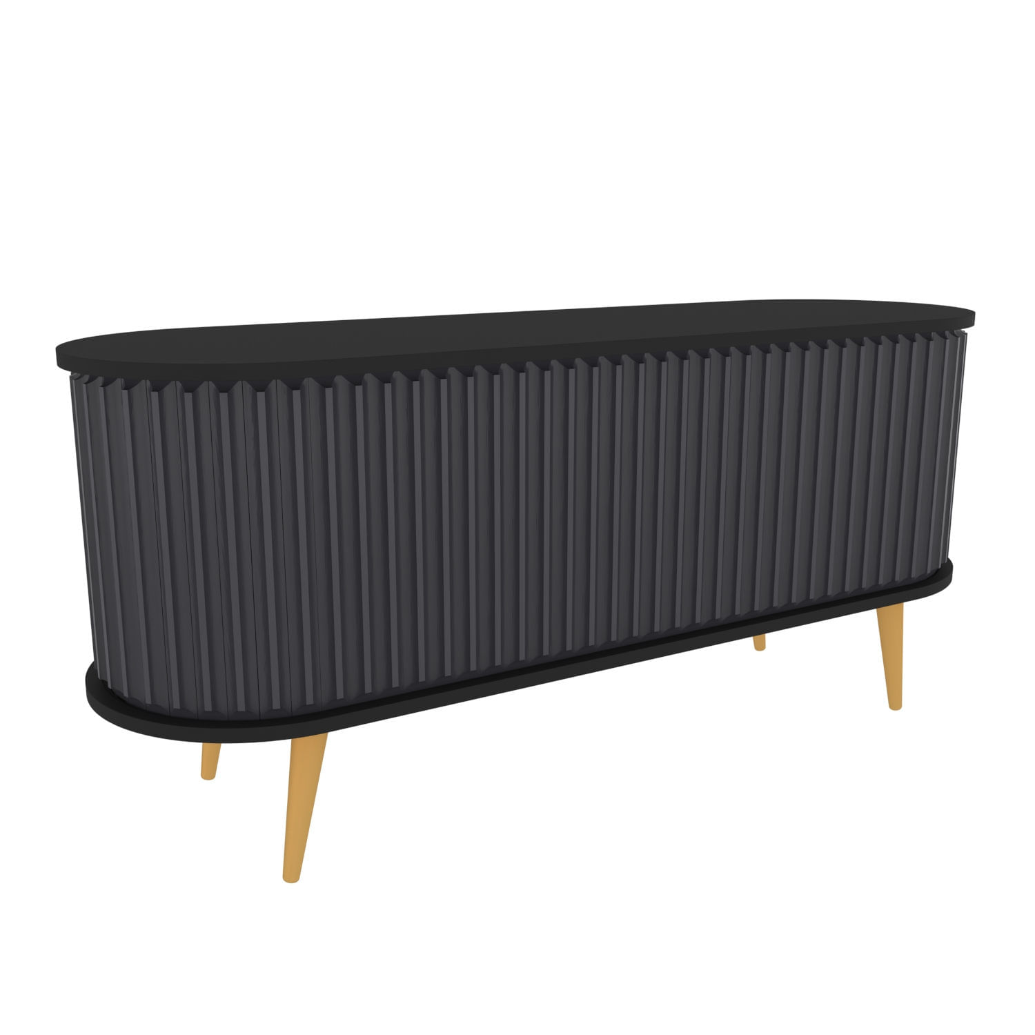 Comoda tv, Hanah Home, pal melaminat, negru antracit, 140x43x64 cm — imaginea 3