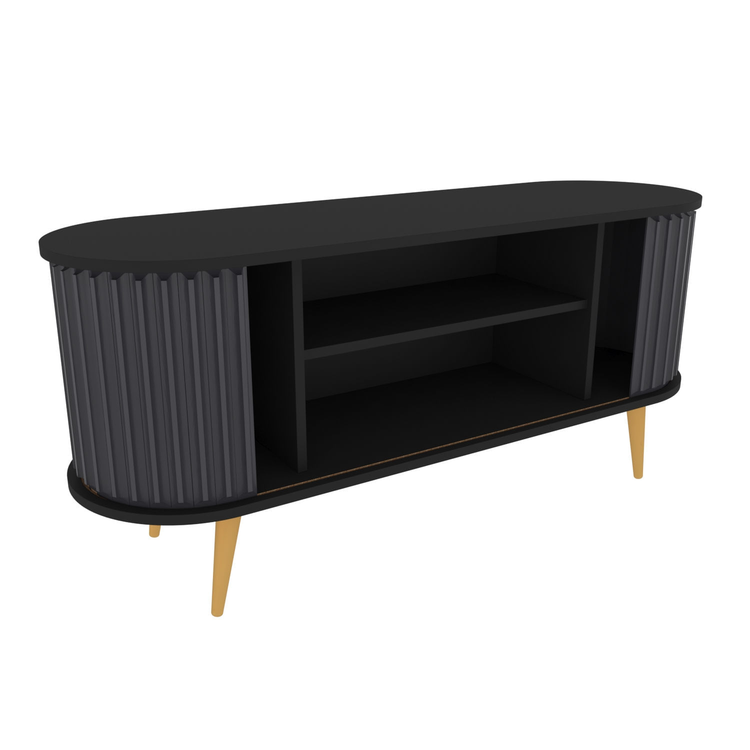 Comoda tv, Hanah Home, pal melaminat, negru antracit, 140x43x64 cm — imaginea 9