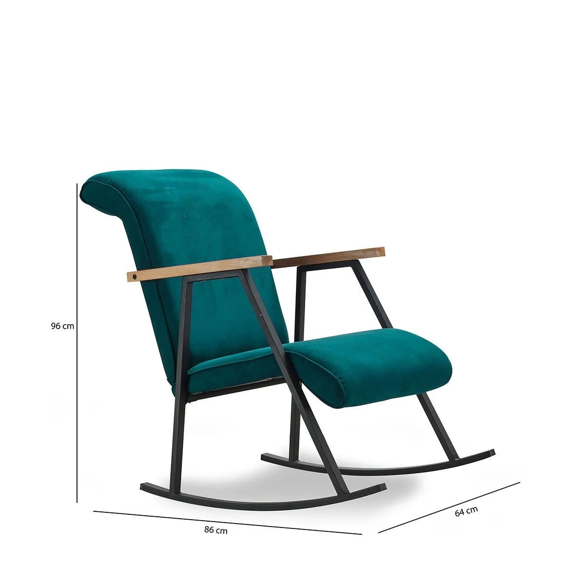 Fotoliu balansoar, Hanah Home, metal, albastru petrol, 65x55x44 cm