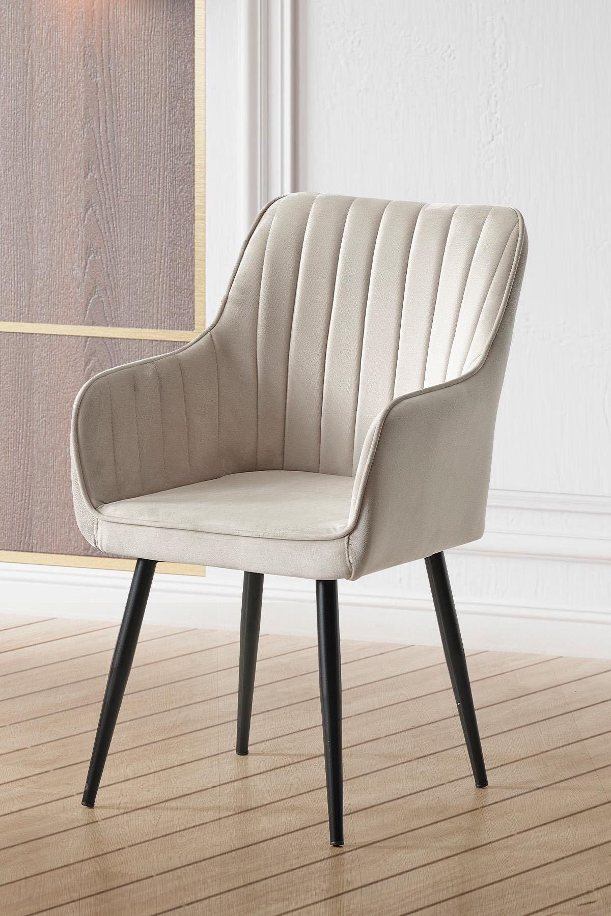 Set fotolii, Hanah Home, crem si negru, material textil si metal, 46x44x89 cm, 2 bucati — imaginea 2