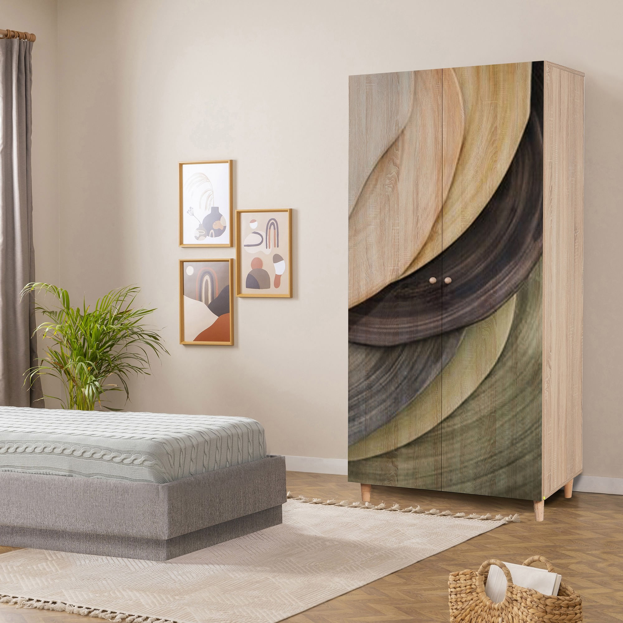 Dulap, Hanah Home, pal melaminat, sonoma, 90x52x192 cm — imaginea 3