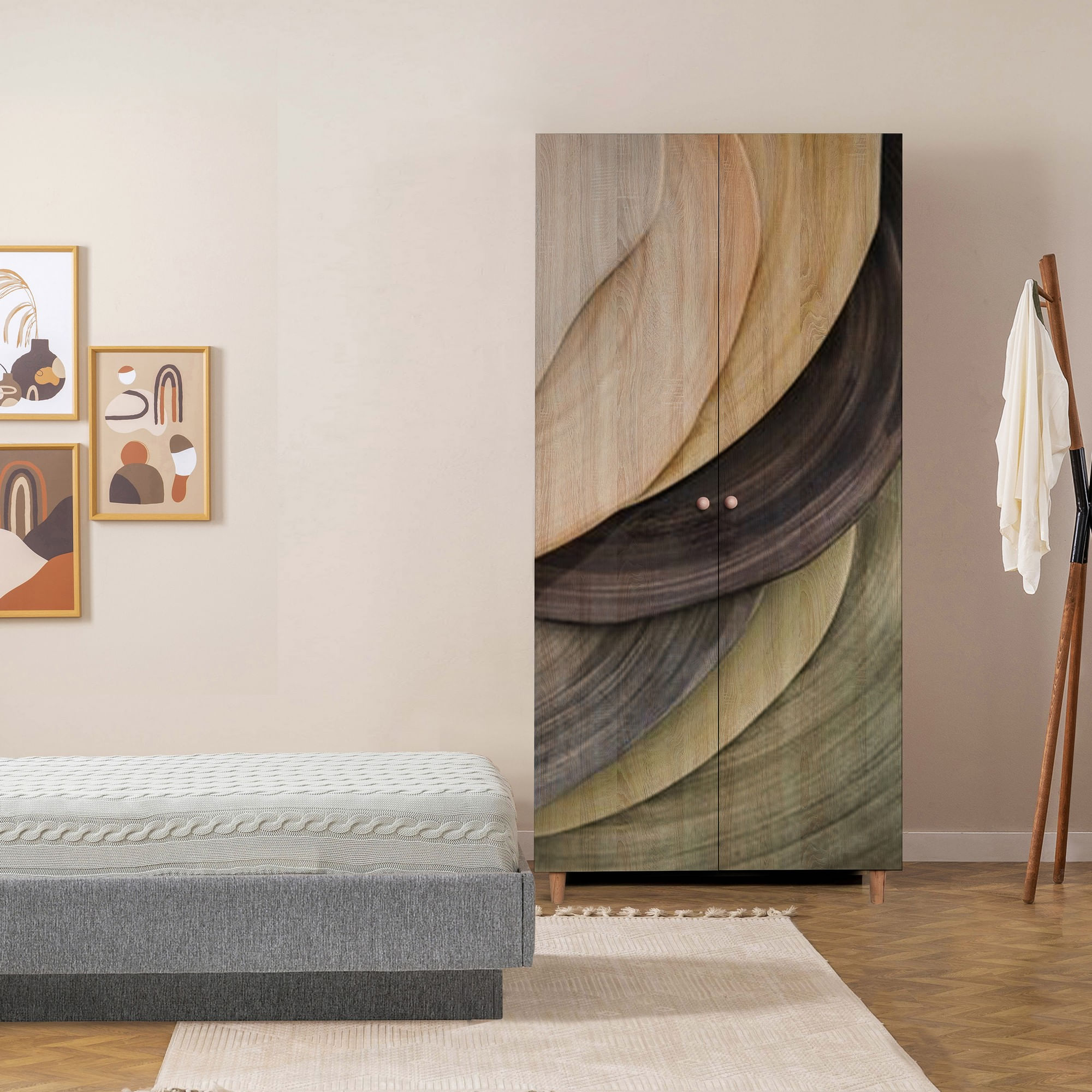 Dulap, Hanah Home, pal melaminat, sonoma, 90x52x192 cm — imaginea 4