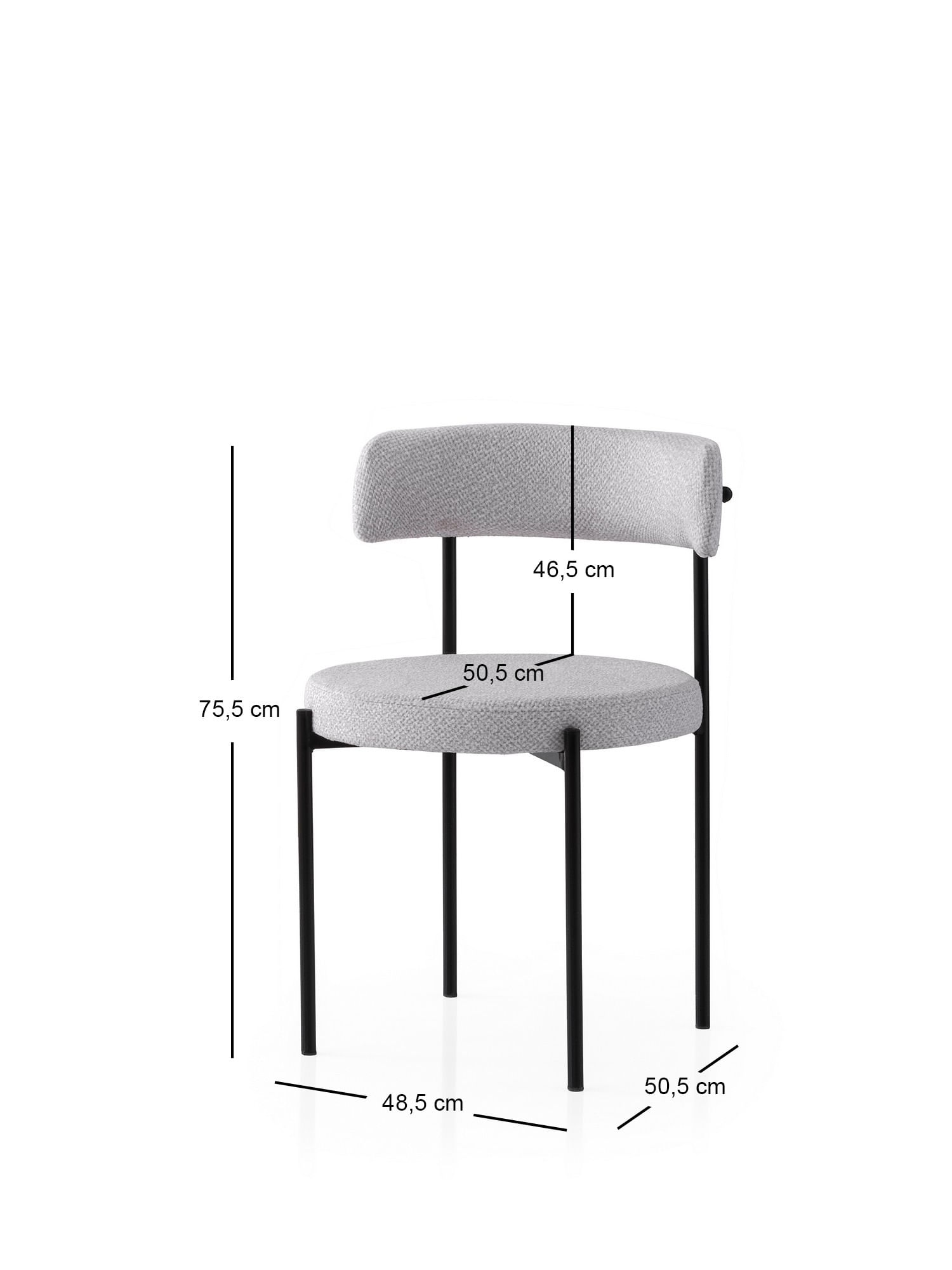 Set scaune, Hanah Home, metal, negru gri, 48.5x50.5x75.5 cm — imaginea 4