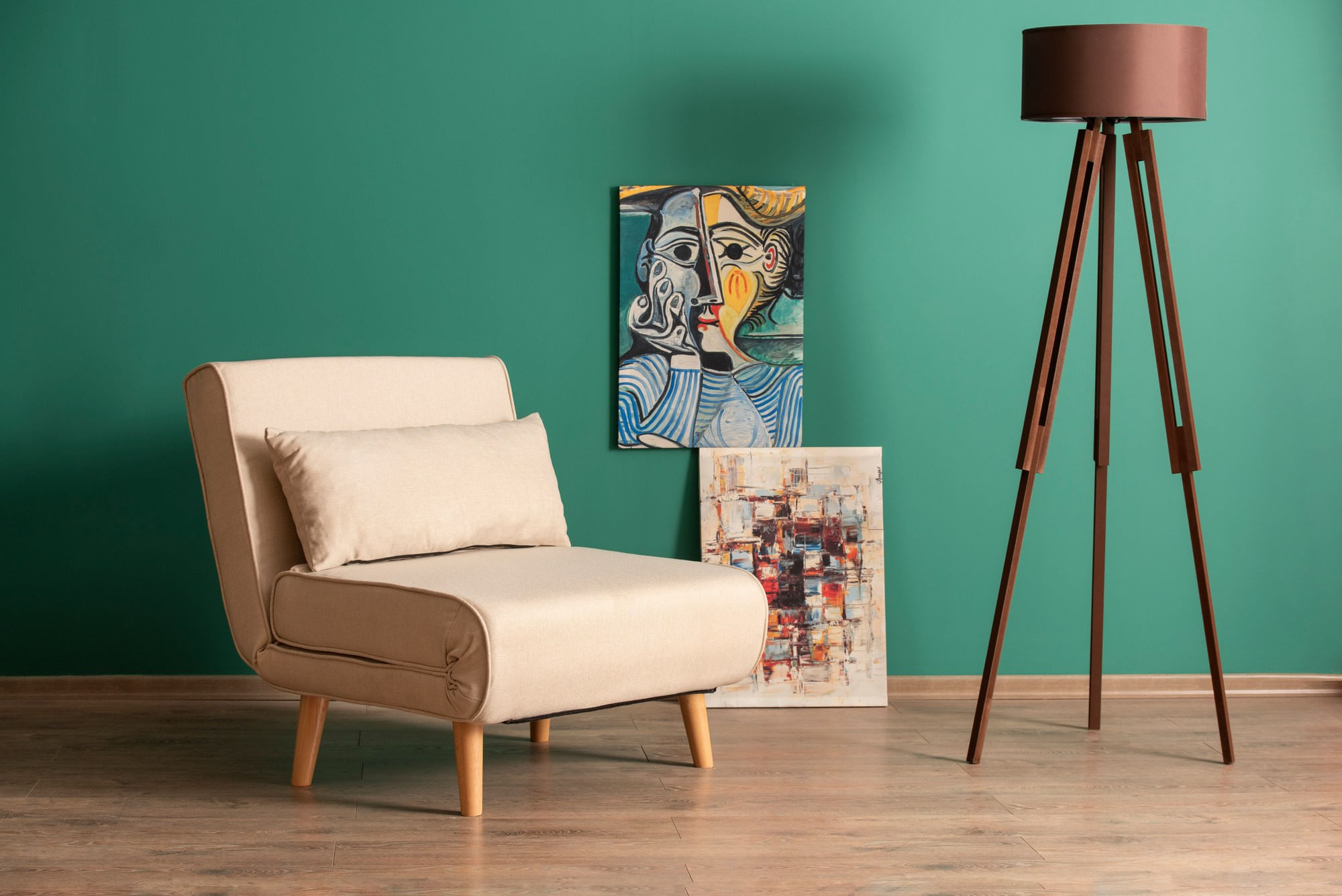 Canapea extensibila, Hanah Home, metal, crem, 180x80 cm — imaginea 4