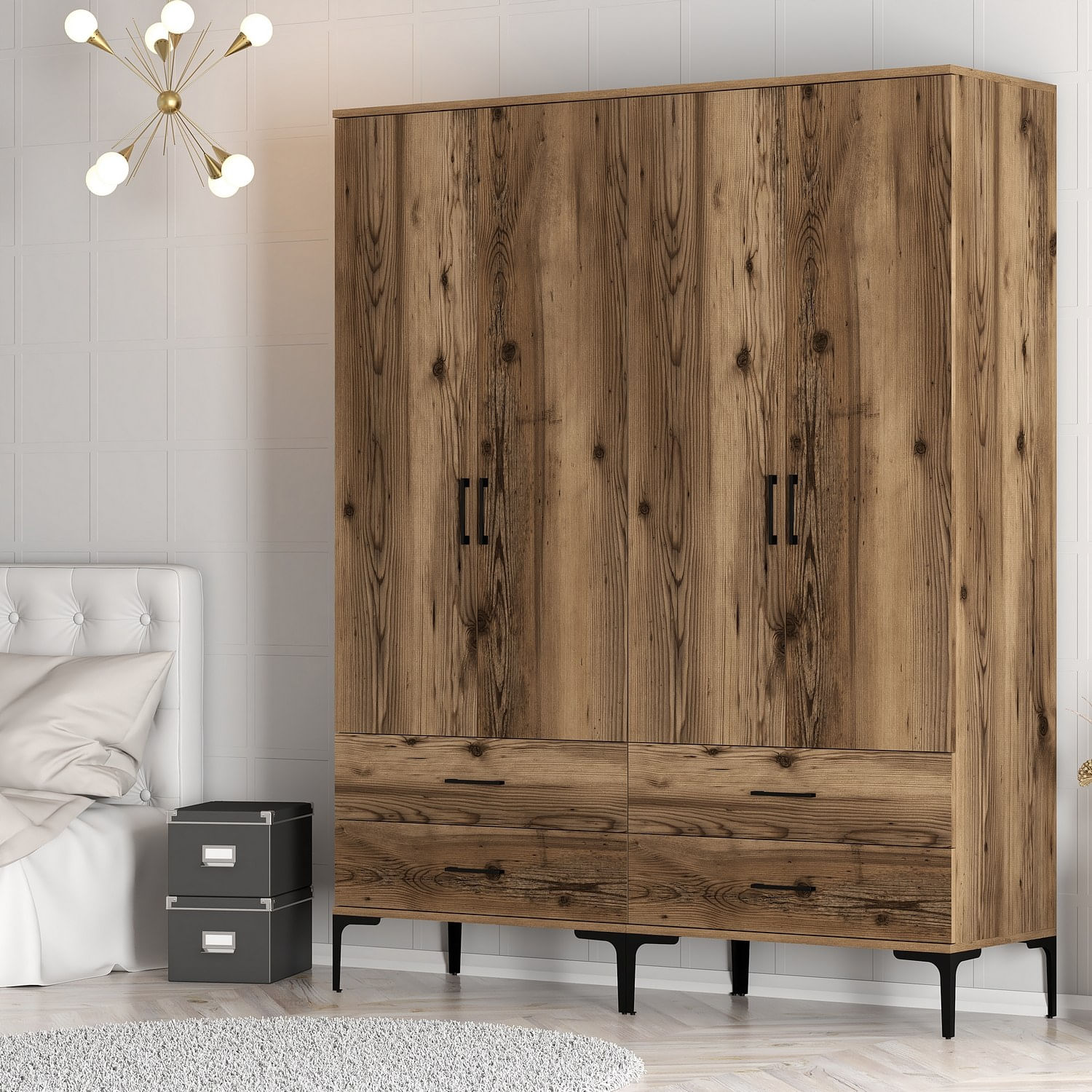 Sifonier, Hanah Home, pal melaminat, nuc, 160x47.5x201.4 cm, 845HCT5487 — imaginea 6