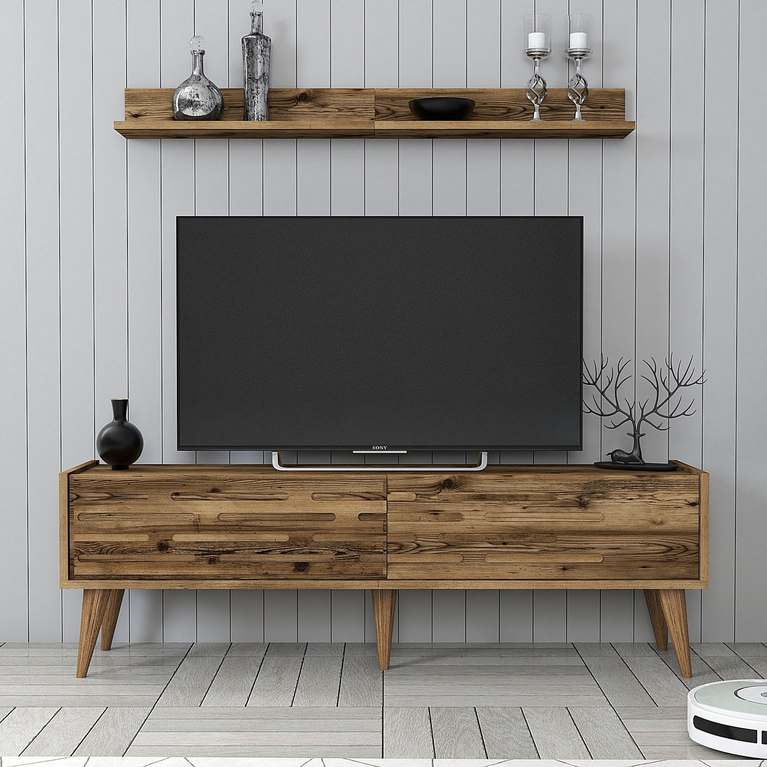 Corp tv, Hanah Home, pal melaminat, nuc, 140x35x45 cm — imaginea 5