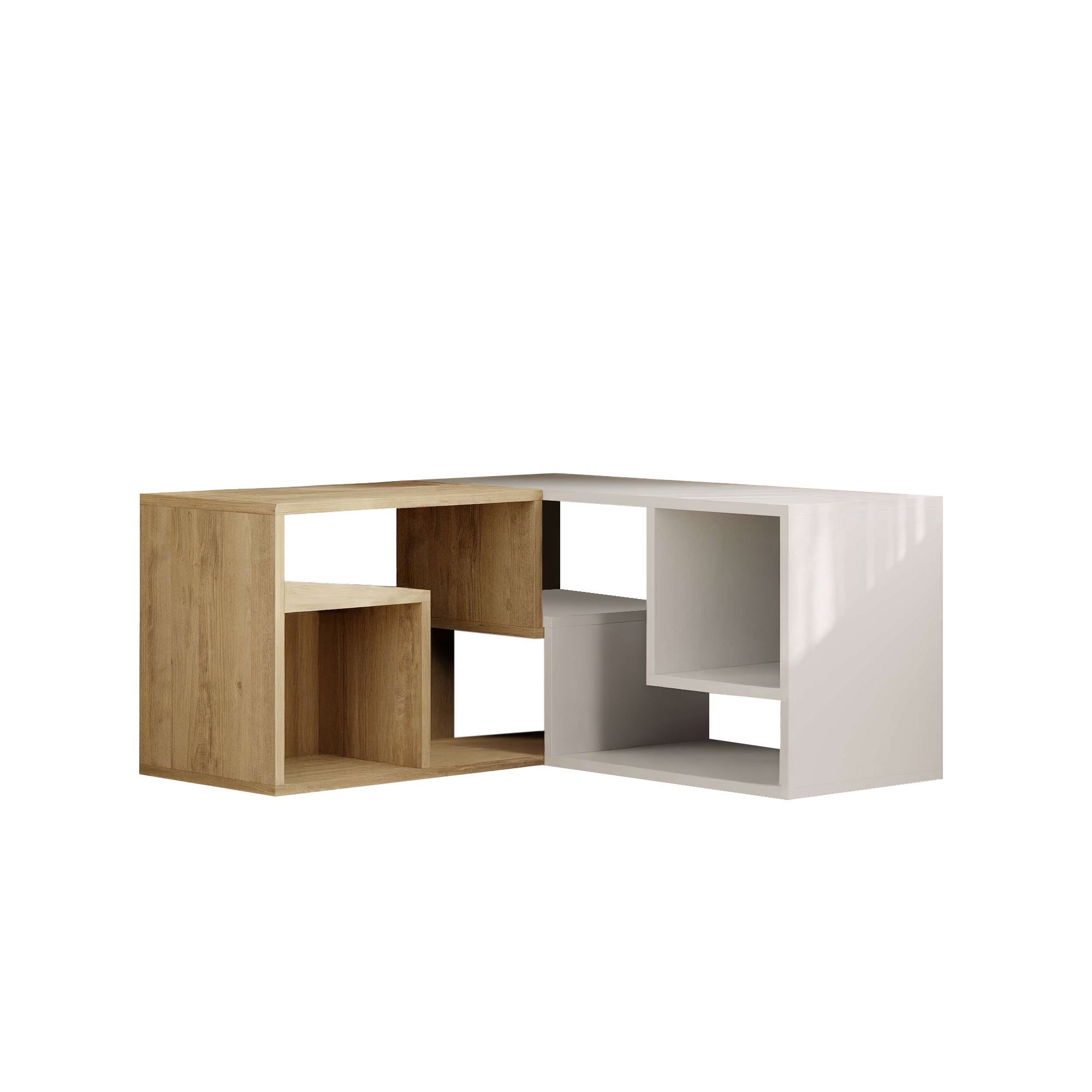 Comoda tv, Hanah Home, pal melaminat, stejar safir si alb, 145x35x44.8 cm — imaginea 2