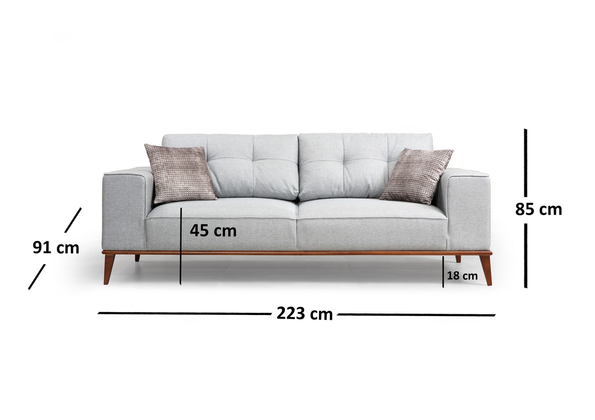 Canapea extensibila 3 locuri, Hanah Home, lemn fag si PAL, gri, 223x91x85 cm — imaginea 5