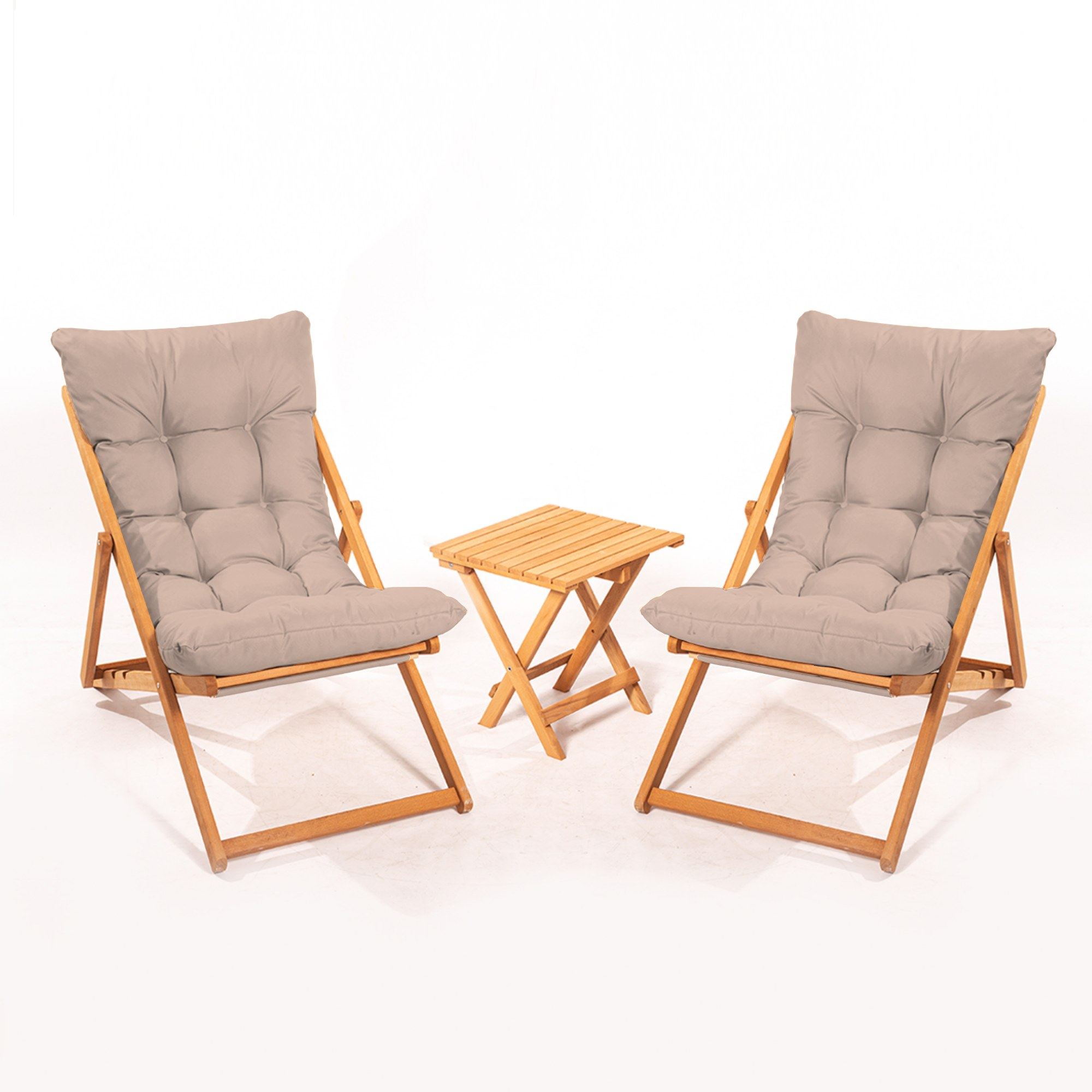 Set masa si scaune gradina, Hanah Home, lemn de fag, maro natural, 3 piese, 644MYD1137 — imaginea 6