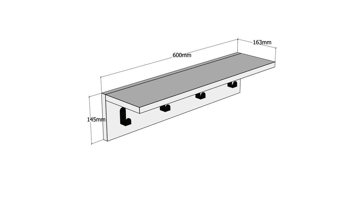 Cuier de perete, Hanah Home, panou din particule acoperit cu melamina, antracit, 60x16.3x14.5 cm