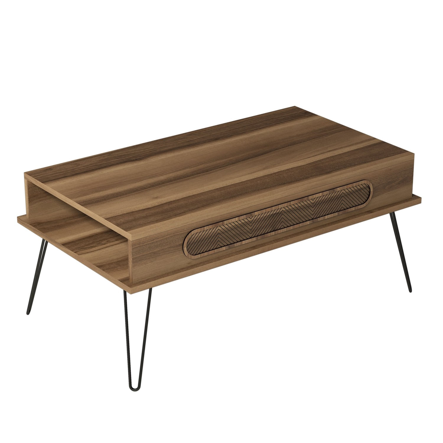 Masuta de cafea, Hanah Home, pal melaminat, nuc, 105x56x45.8 cm — imaginea 2