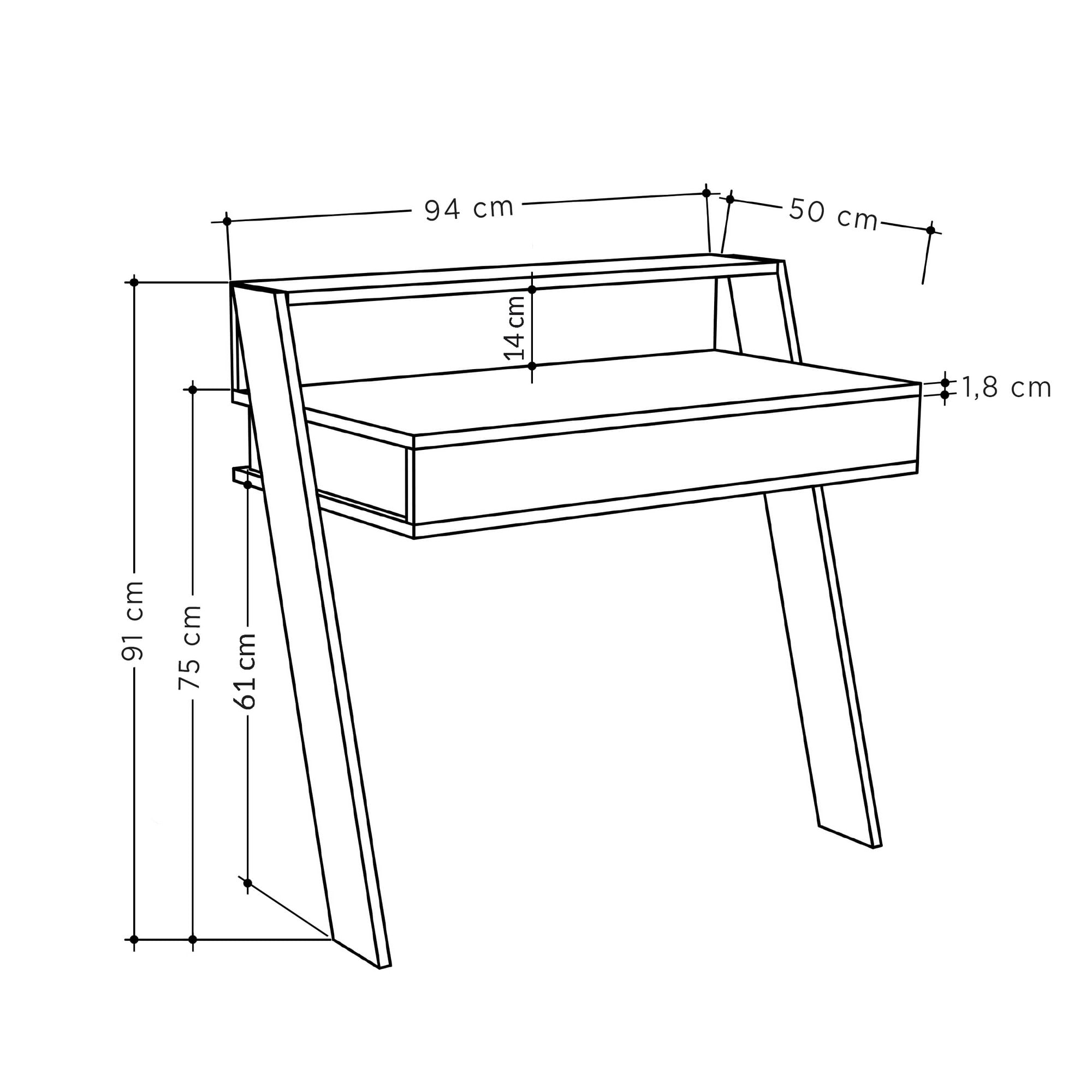 Birou de studiu, Hanah Home, pal melaminat, alb, 94x50x91 cm — imaginea 2