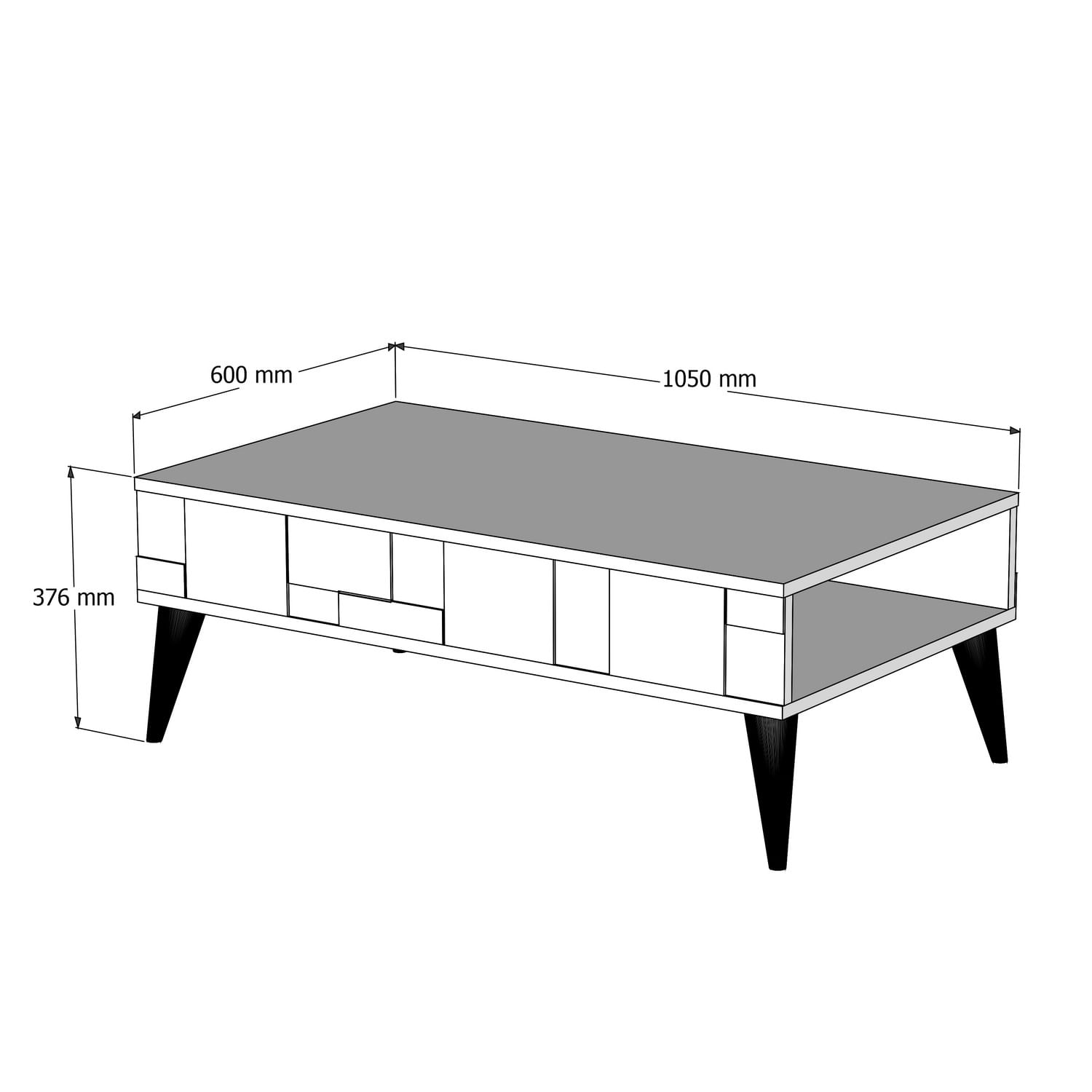 Masuta de cafea, Hanah Home, pal melaminat, alb si nuc, 105x60x37.6 cm — imaginea 3