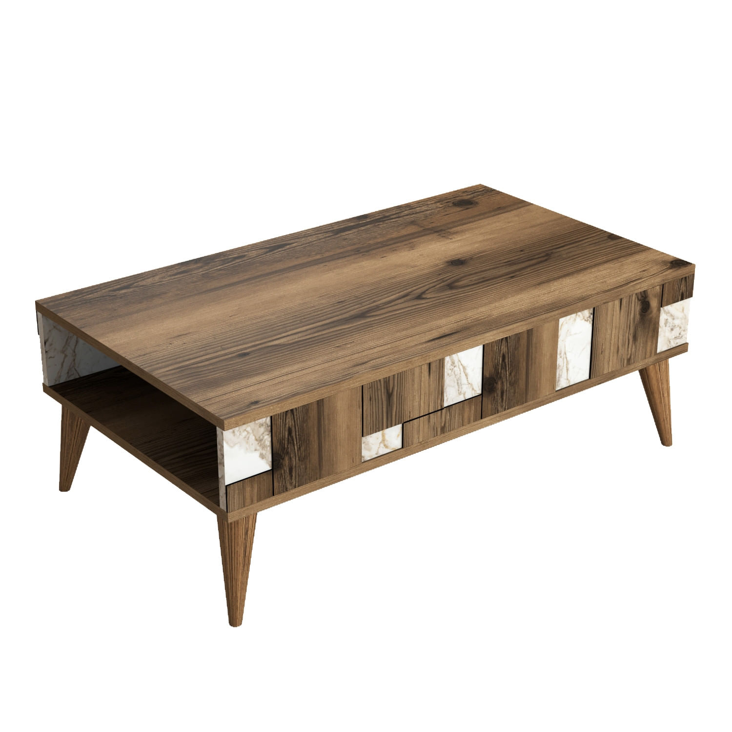 Masuta de cafea, Hanah Home, pal melaminat, alb si nuc, 105x60x37.6 cm — imaginea 5