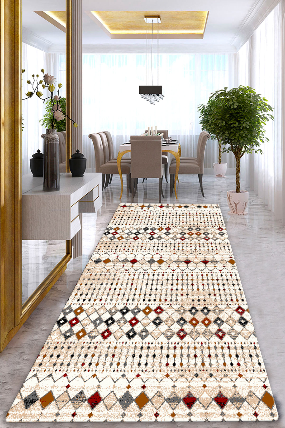 Covor de hol, Conceptum Hypnose, multicolor, 80x300 cm, 100% poliester, antiderapant, lavabil la masina, 908CHL2583 - 1 | YEO