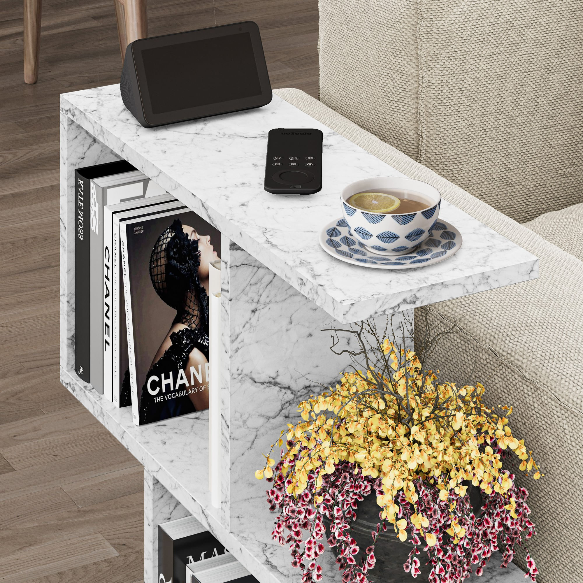 Masuta de cafea, Hanah Home, pal melaminat, marmura carrara, 60x60x20 cm — imaginea 3