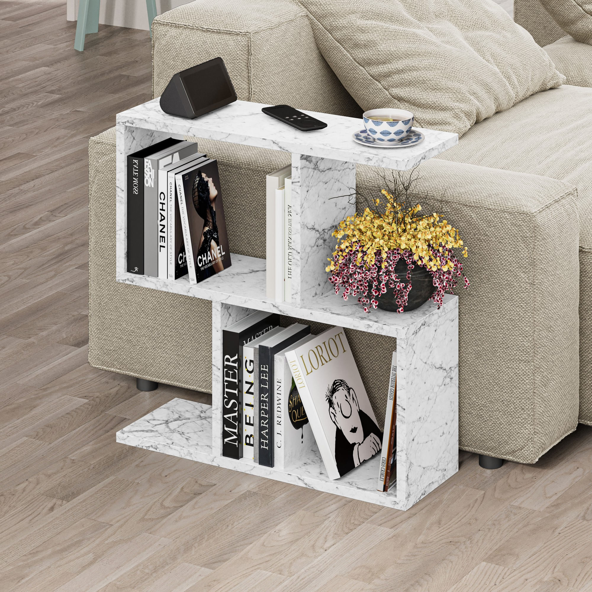 Masuta de cafea, Hanah Home, pal melaminat, marmura carrara, 60x60x20 cm — imaginea 5
