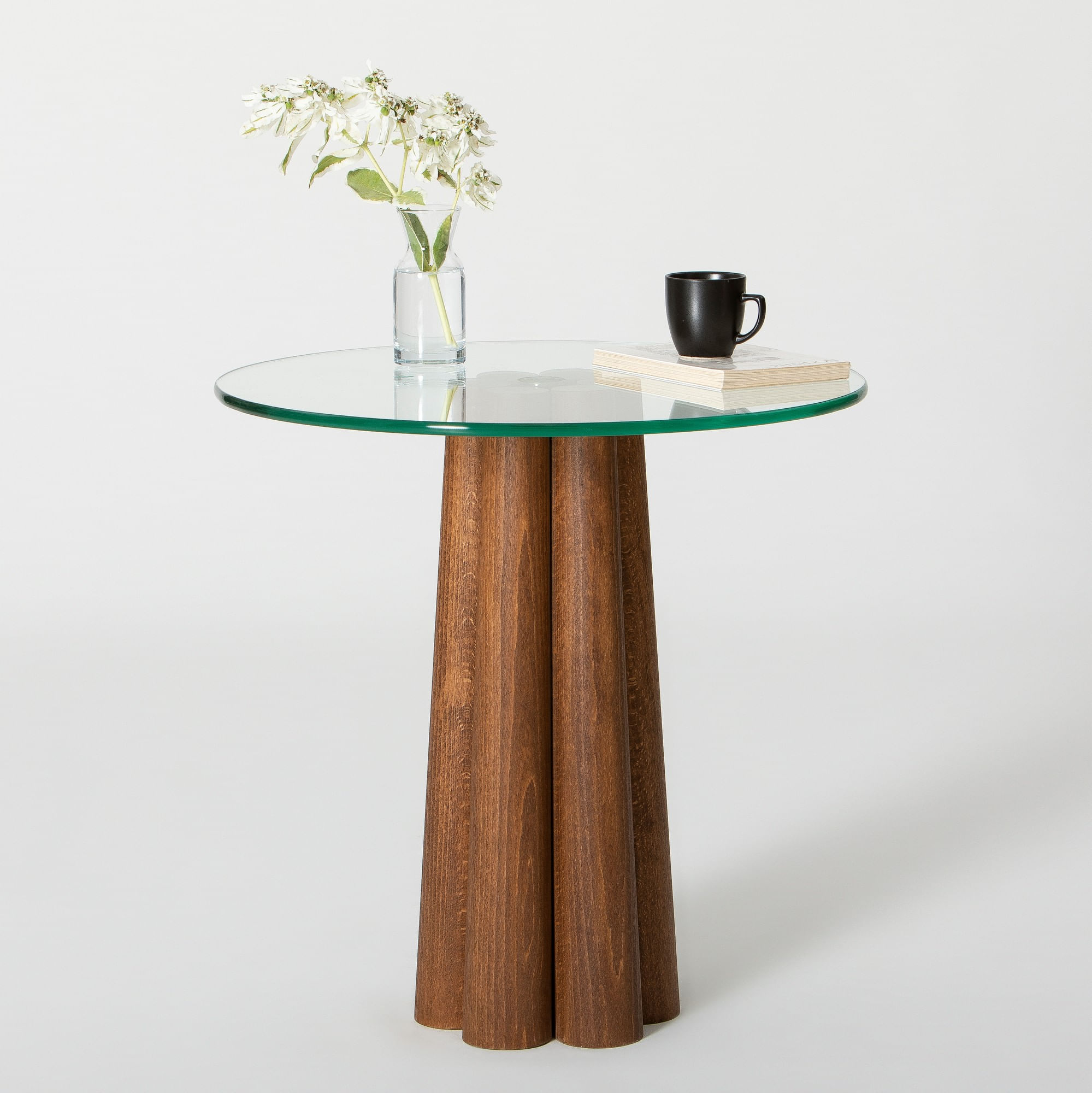 Masuta de cafea, Hanah Home, fag, nuc si transparent, 50x50x50 cm — imaginea 9